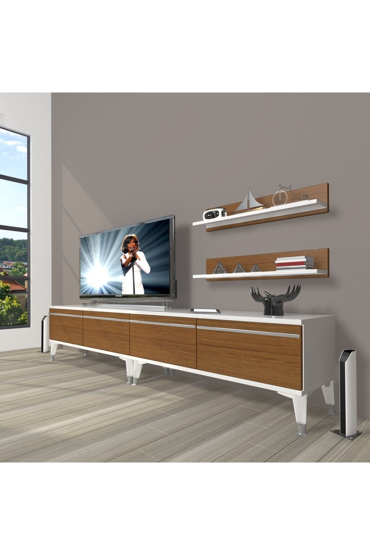 Decoraktiv Eko 200t Mdf Silver Tv Ünitesi Tv Sehpası - Beyaz - Ceviz
