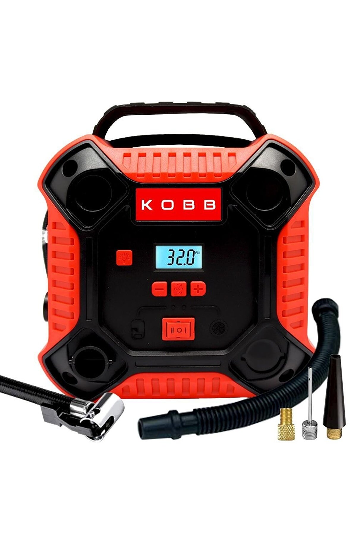 KOBB Kb250 12volt 160 Psı Dijital Basınç Göstergeli Lastik & Yatak Şişirme Pompası, Kırmızı/siyah