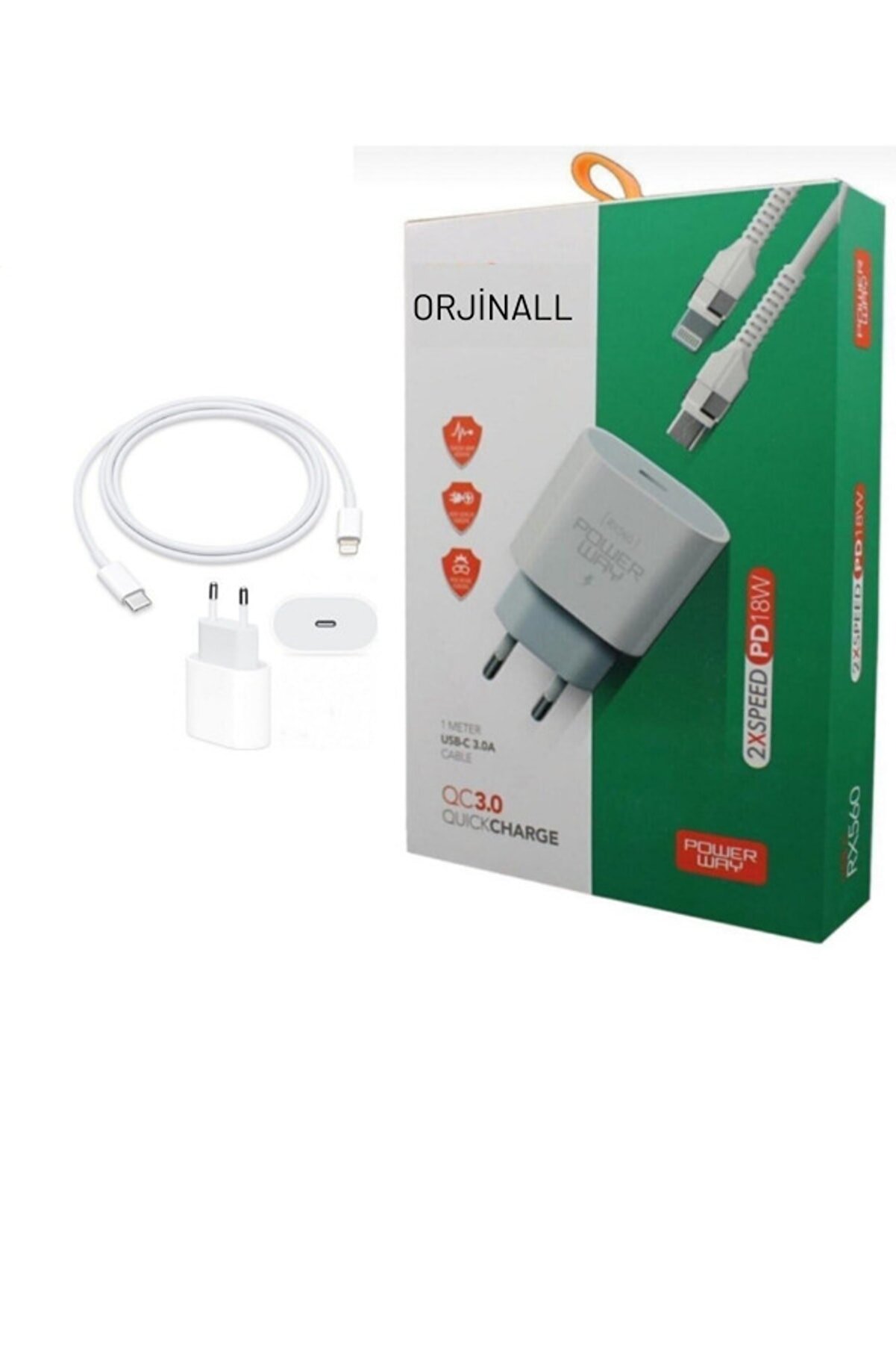 ORJİNALL Iphone Uyumlu Hızlı Şarj Aleti Seti 20w Adaptör Usb-c Kablo