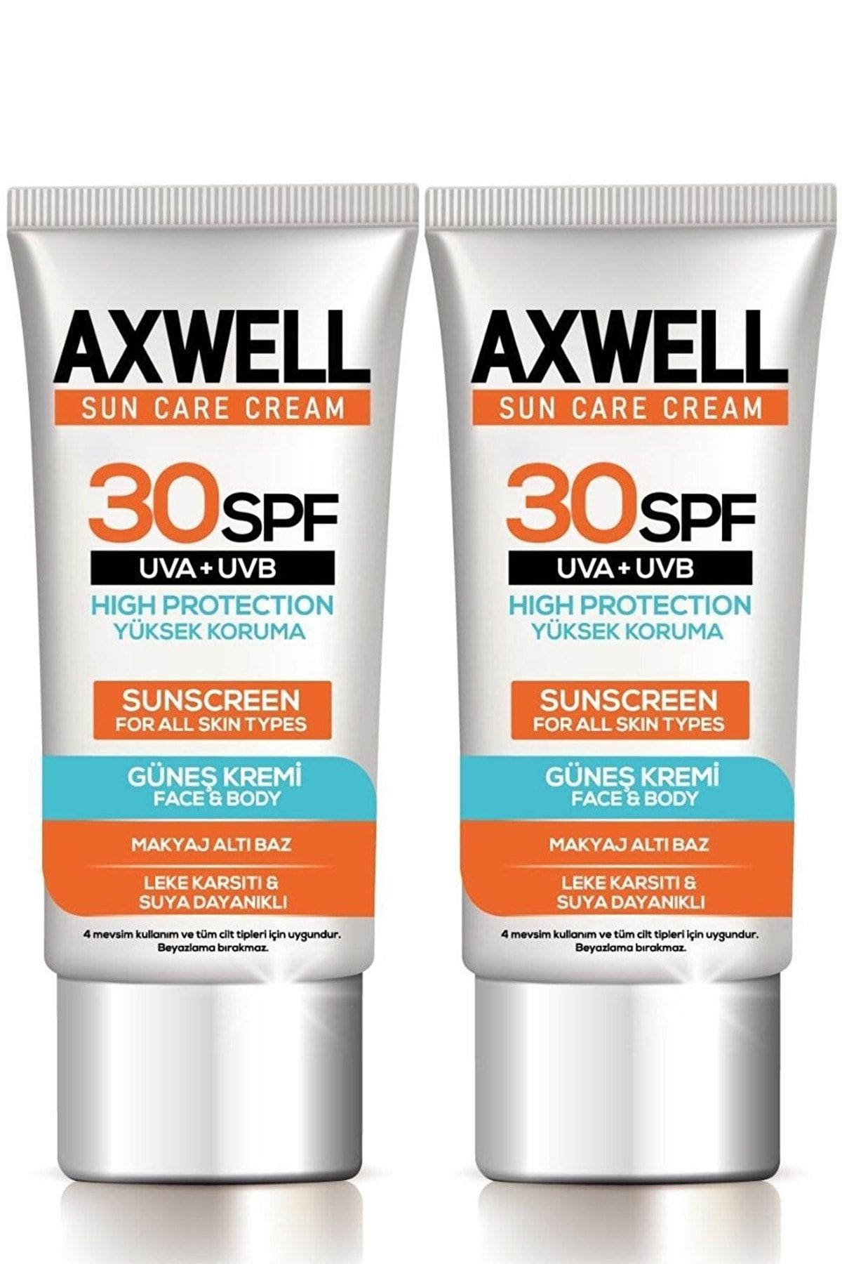 AXWELL Sun Care Cream Güneş Kremi Yüksek Koruma 30 Spf 50ml 2 Li Fırsat Seti