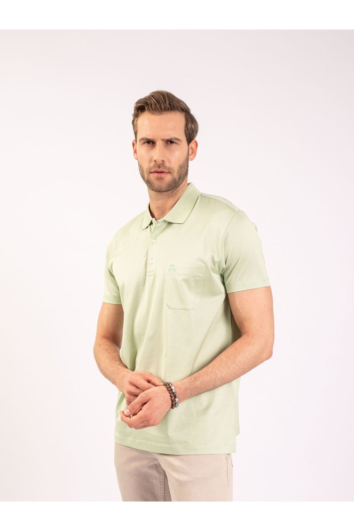 Karaca Erkek Regular Fit Polo Yaka Tişört Açık Yeşil