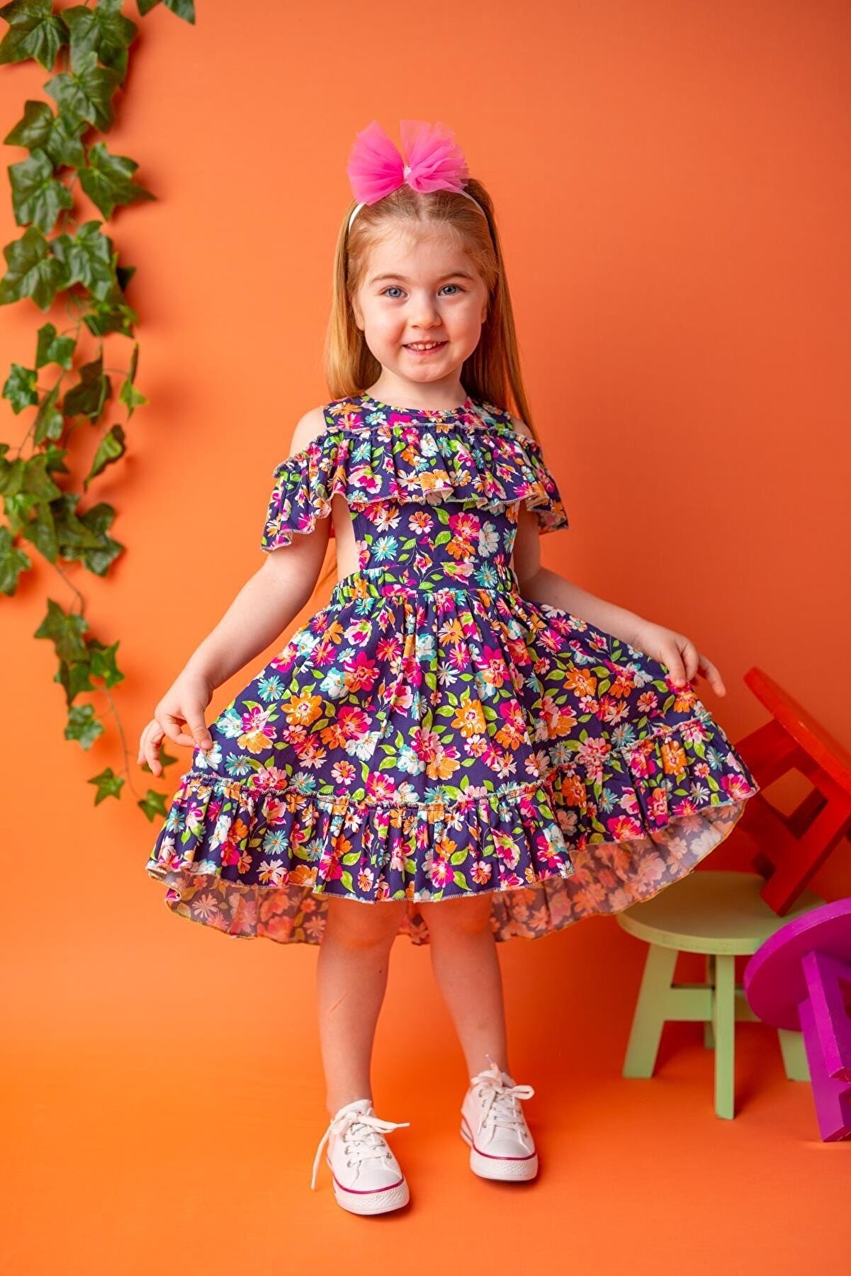 Pixy Love Kız Çocuk Lacivert Betty Garden Elbise