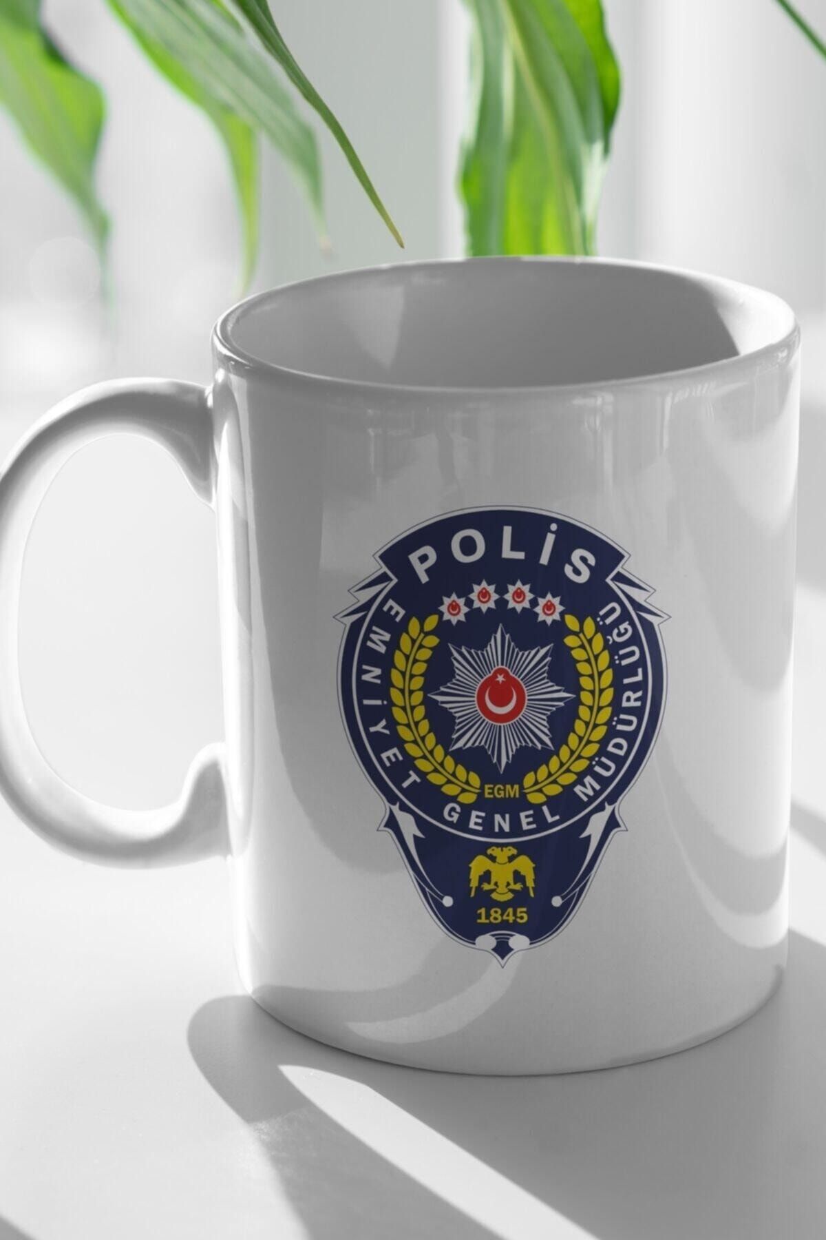 Ven Royal Polis Arması Baskılı Beyaz Kupa Bardak