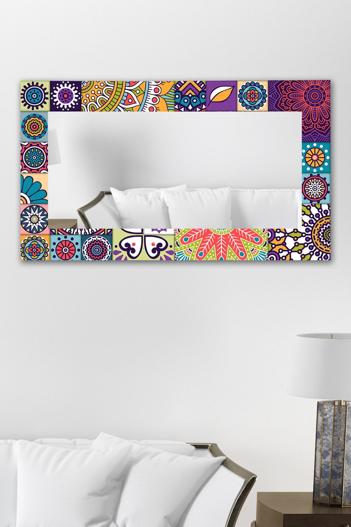 Hediyeler Kapında 60x100 Dekoratif Colorful Mix Duvar Aynası Antre Salon Banyo Ofis Aynası