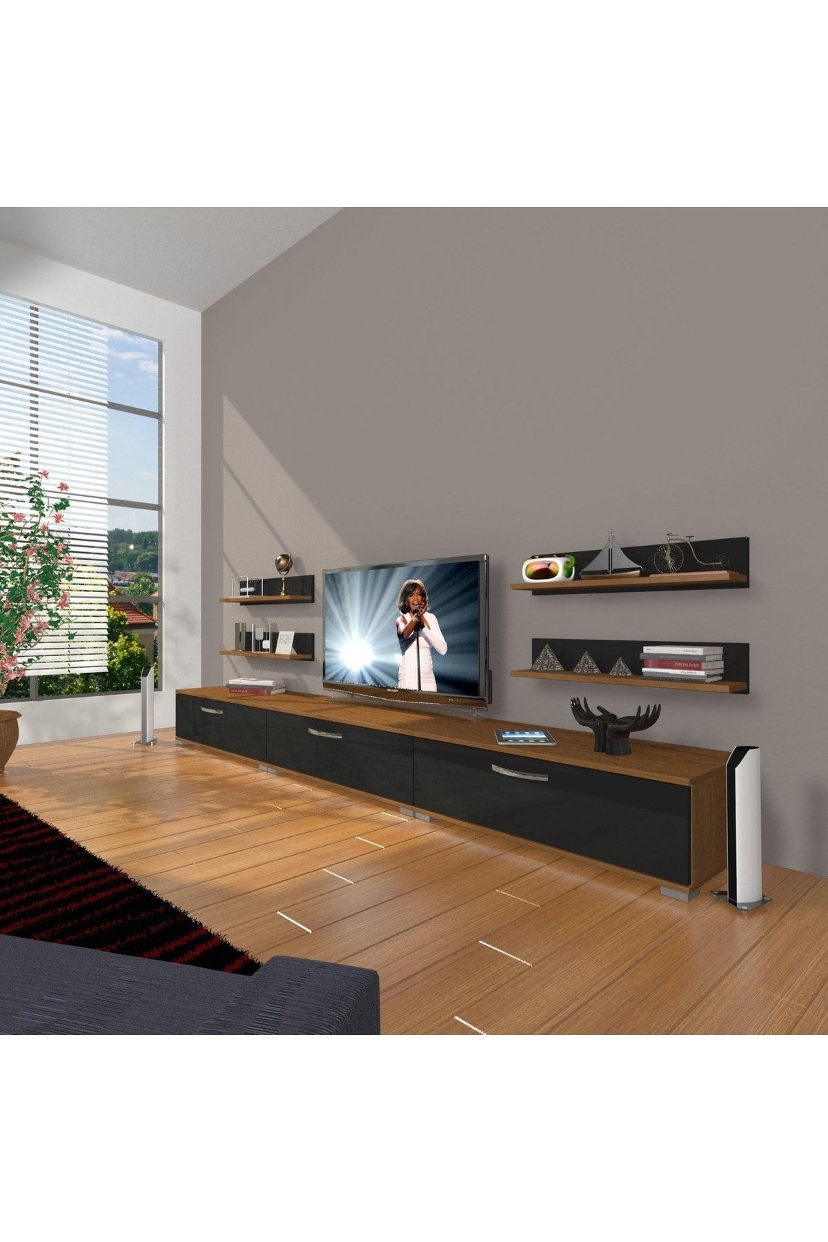 Decoraktiv Eko 270r Slm Tv Ünitesi Tv Sehpası - Ceviz - Siyah