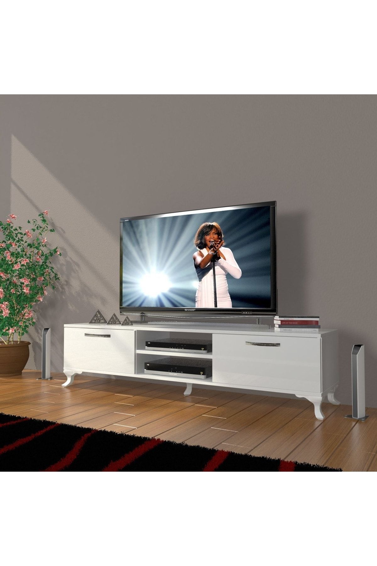 Decoraktiv Eko 140 Slm Dvd Rustik Tv Ünitesi Tv Sehpası - Parlak Beyaz