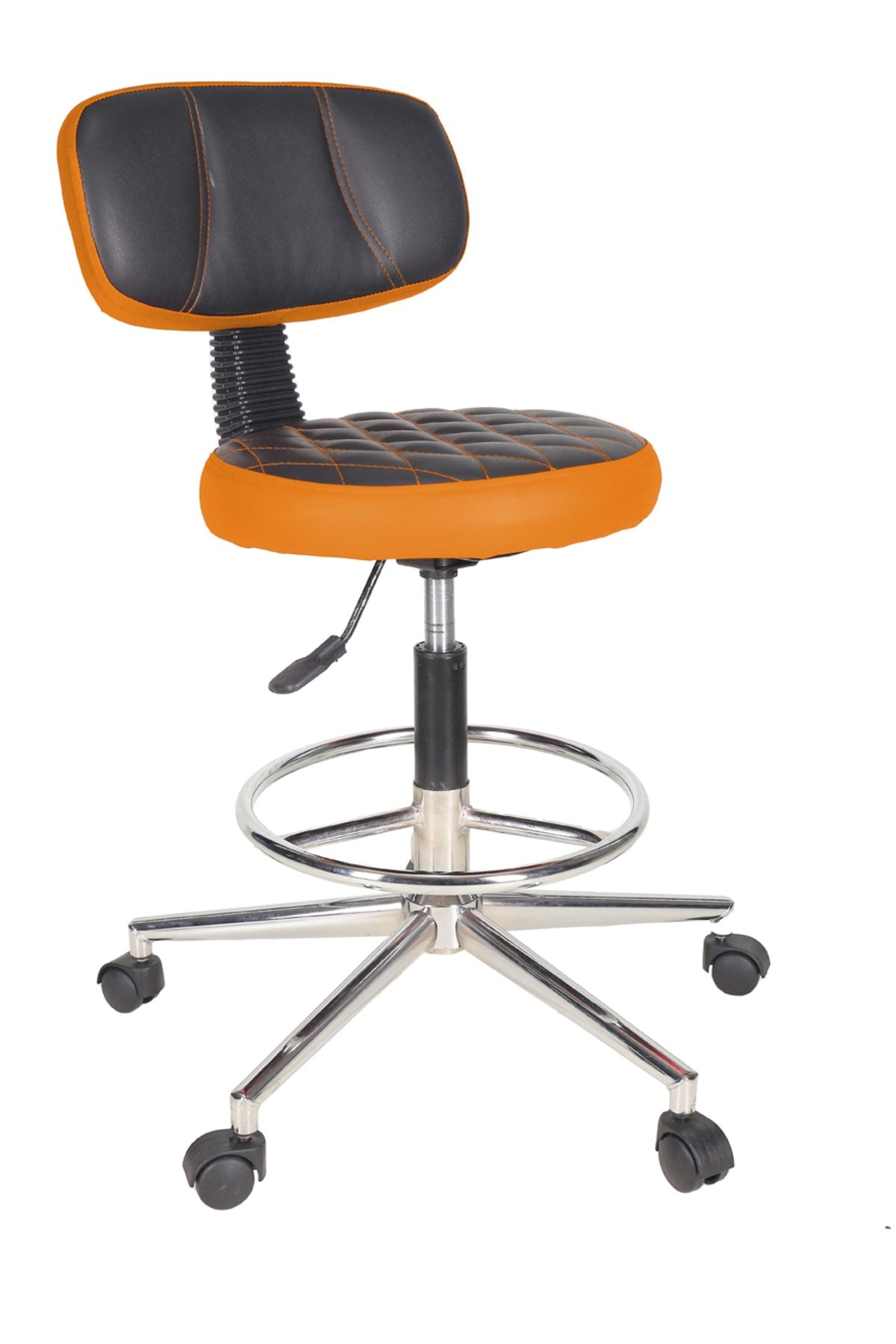 Gizmo Ofis Büro Döner Tekerlekli Çalışma Tabure Sandalyesi B1000 Turuncu