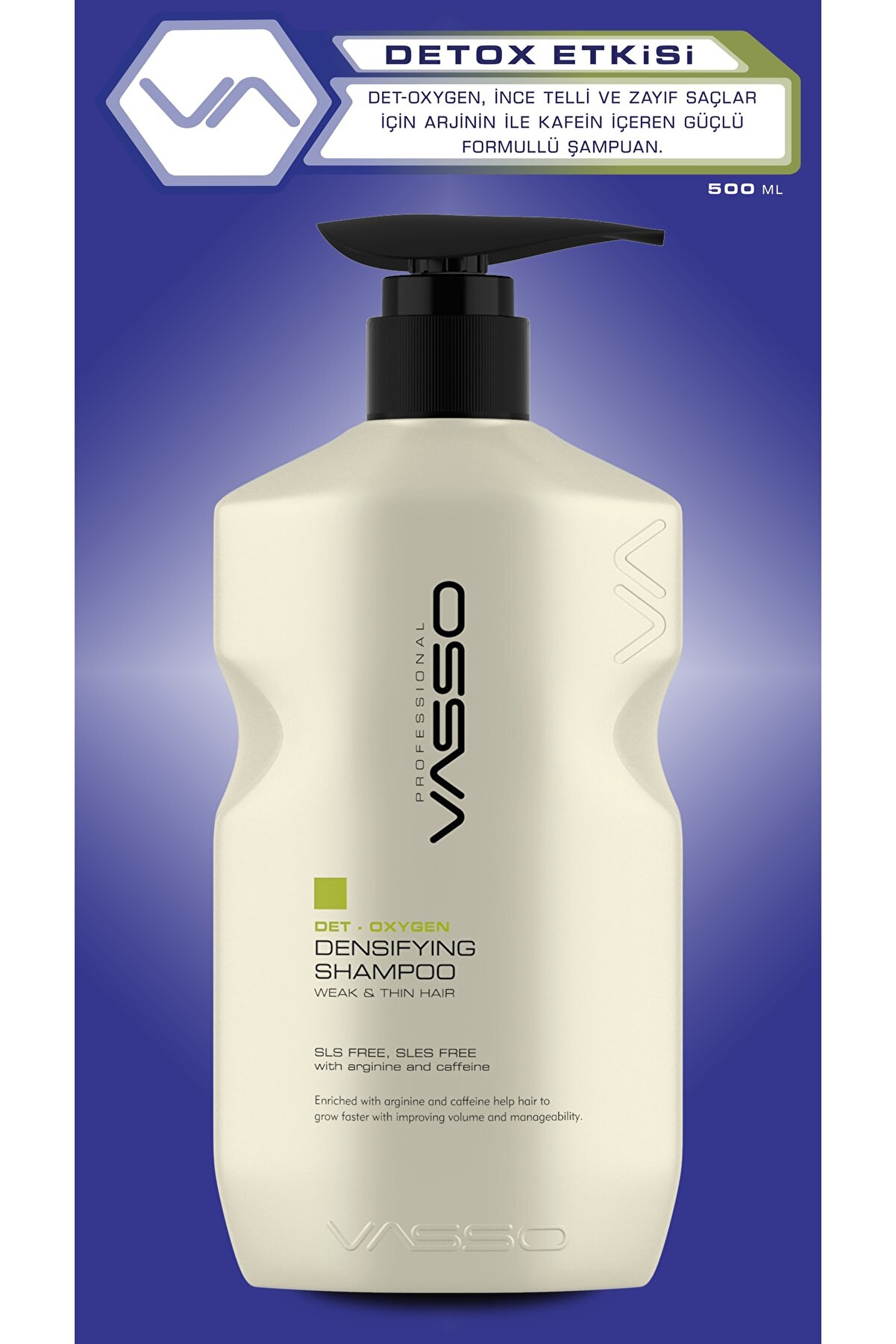VASSO WOMEN Ince Telli Ve Zayıf Saçlar Için Sülfatsız Ve Tuzsuz Hacimlendirici Ve Güçlendirici Şampuan 500 ml