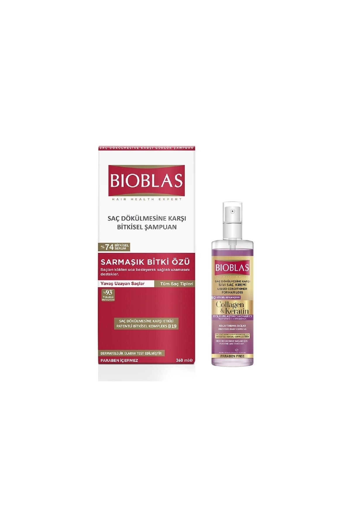 Bioblas Şampuan 360ml Sarmaşık Bitki Özü+sıvı Saç Kremi Kolojen Keratin 115ml