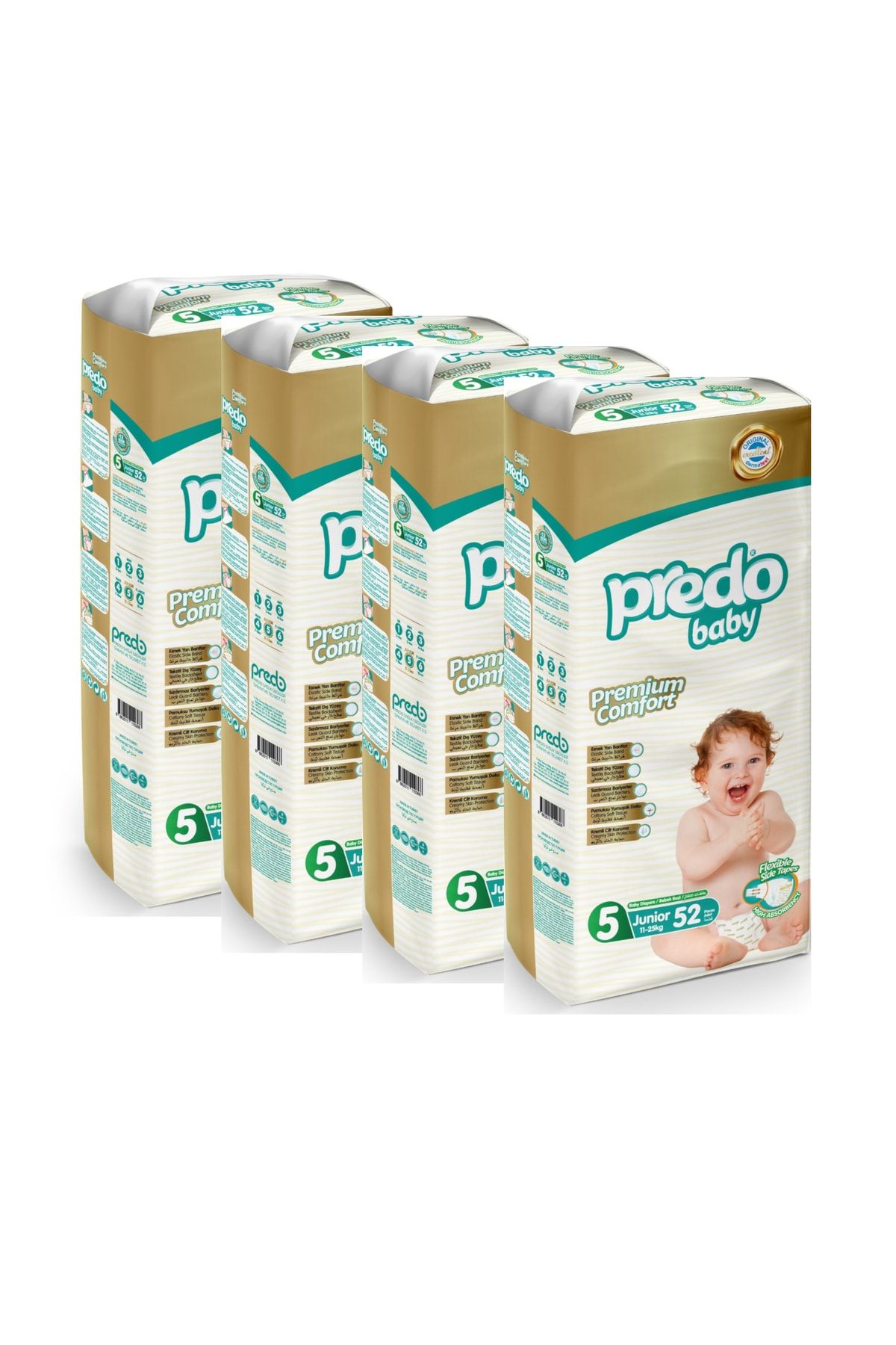PREDO Premium Comfort Bebek Bezi 5 Numara Junior (4 LÜ SÜPER AVANTAJ PAKETİ) 208 Adet