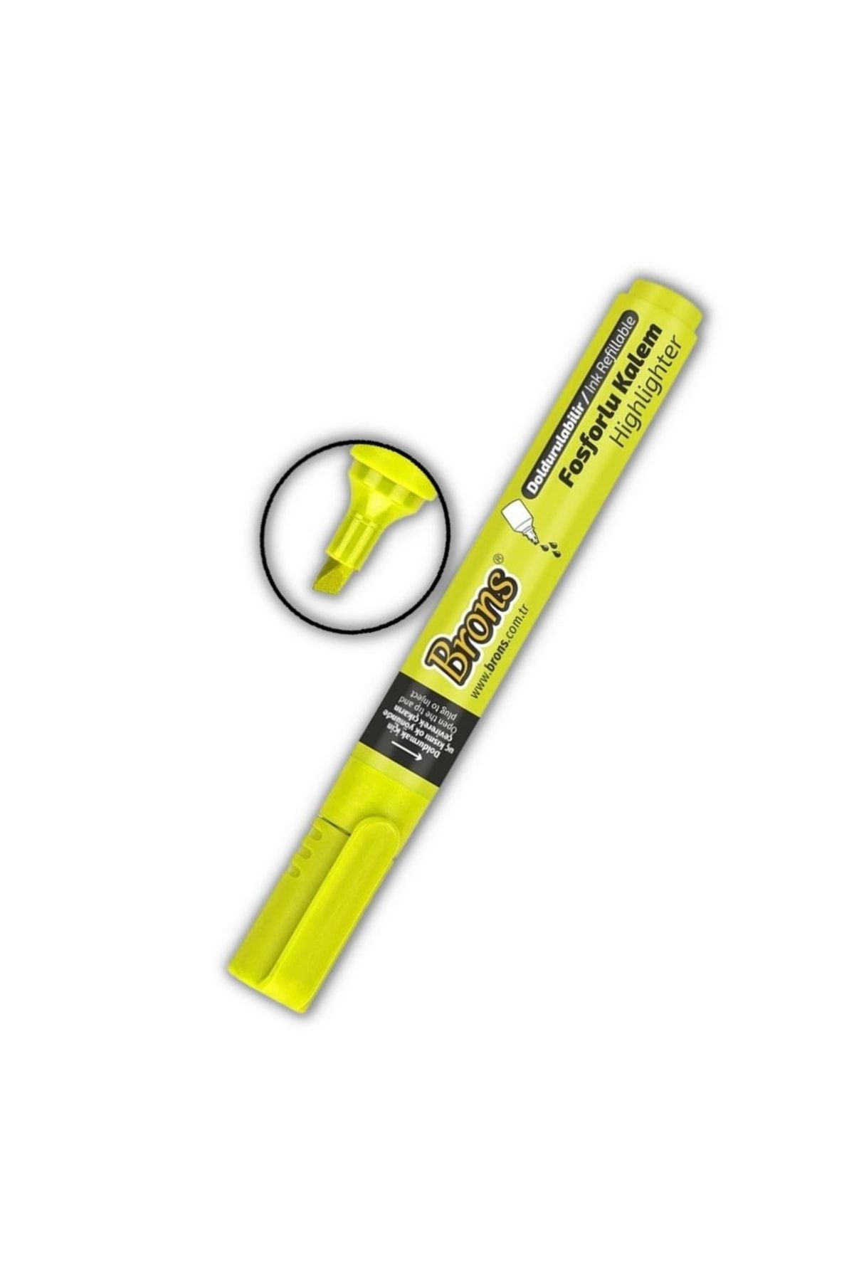 Brons Fosforlu Kalem Doldurulabilir 1 Adet Işaret Kalemi Fosforlu Renkler 1 Adet