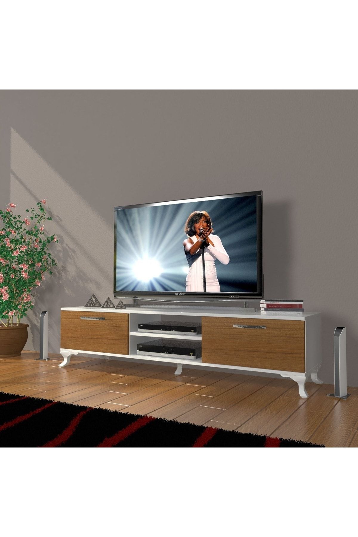 Decoraktiv Eko 140 Slm Dvd Rustik Tv Ünitesi Tv Sehpası - Beyaz - Ceviz