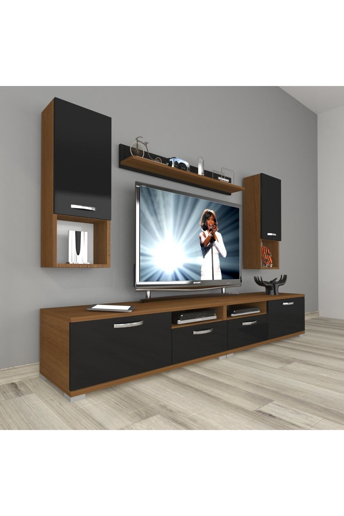 Decoraktiv Eko 5220da Mdf Tv Ünitesi Tv Sehpası - Ceviz - Siyah