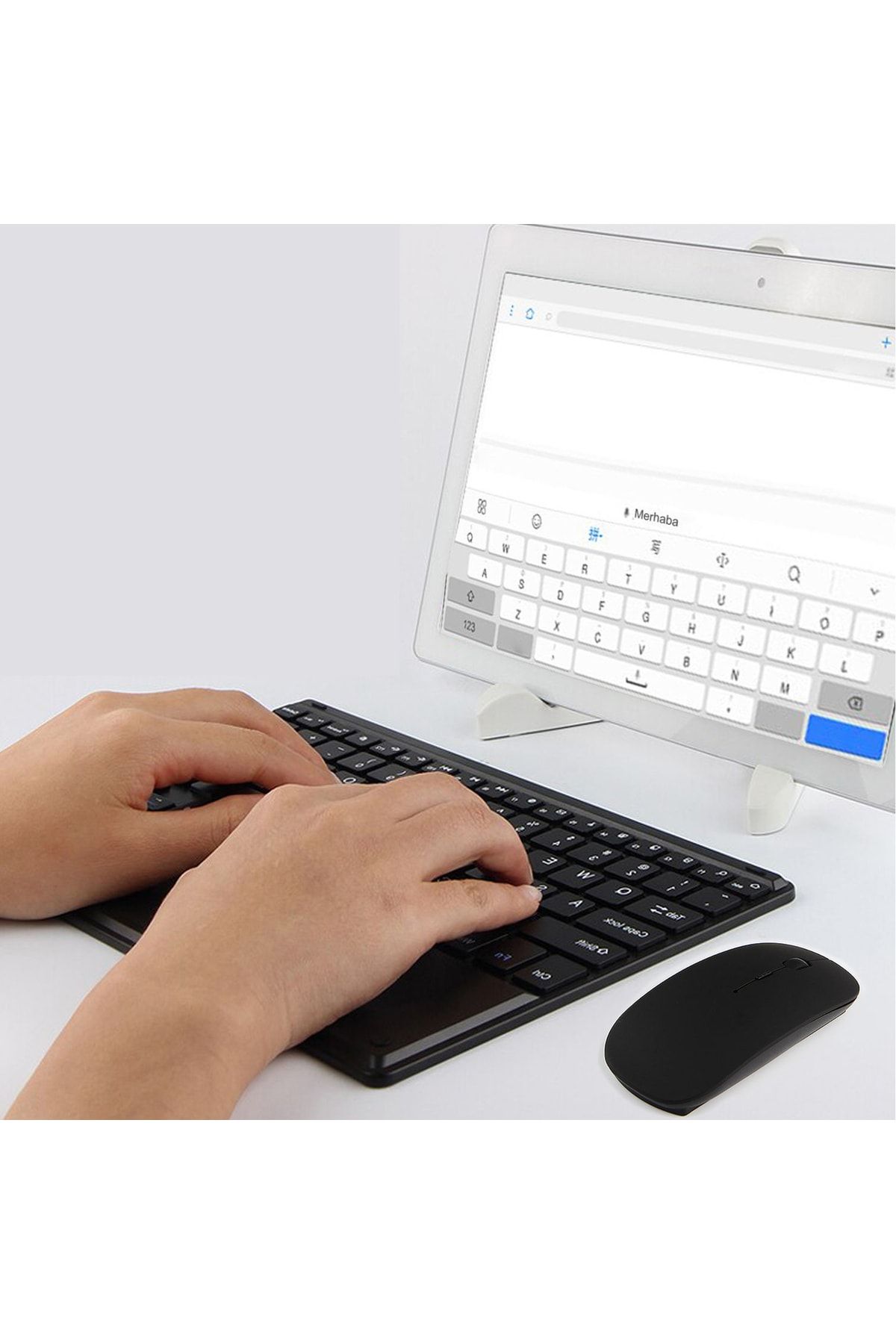 Microcase Ipad Pro 11 2021 Uyumlu Bluetooth Touchpad Klavye 25 cm + Bluetooth Mouse + Tablet Standı- Al2759