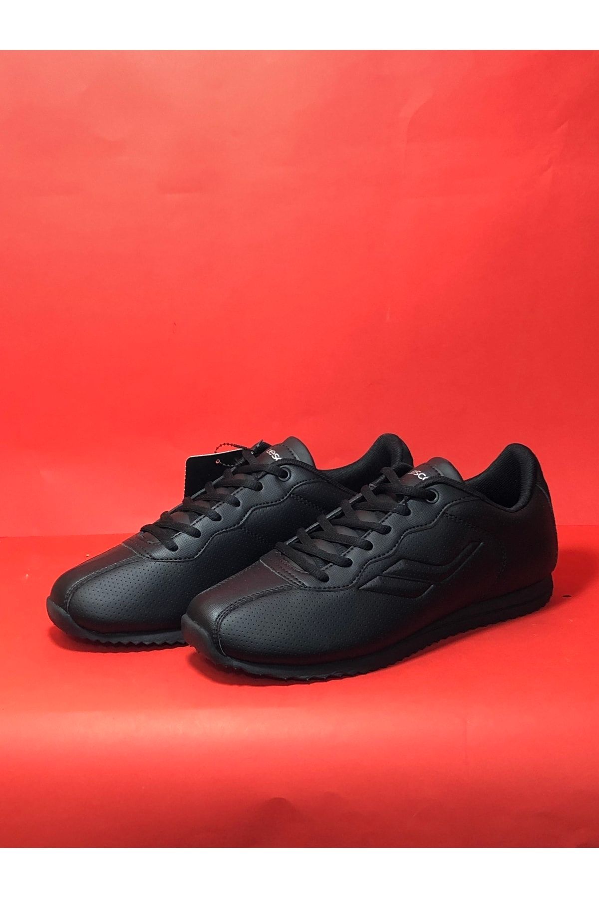Lescon Siyah Unisex Cilt Deri Hafif Ortopedi Çok Kullanışlı Bir Ayakkabı
