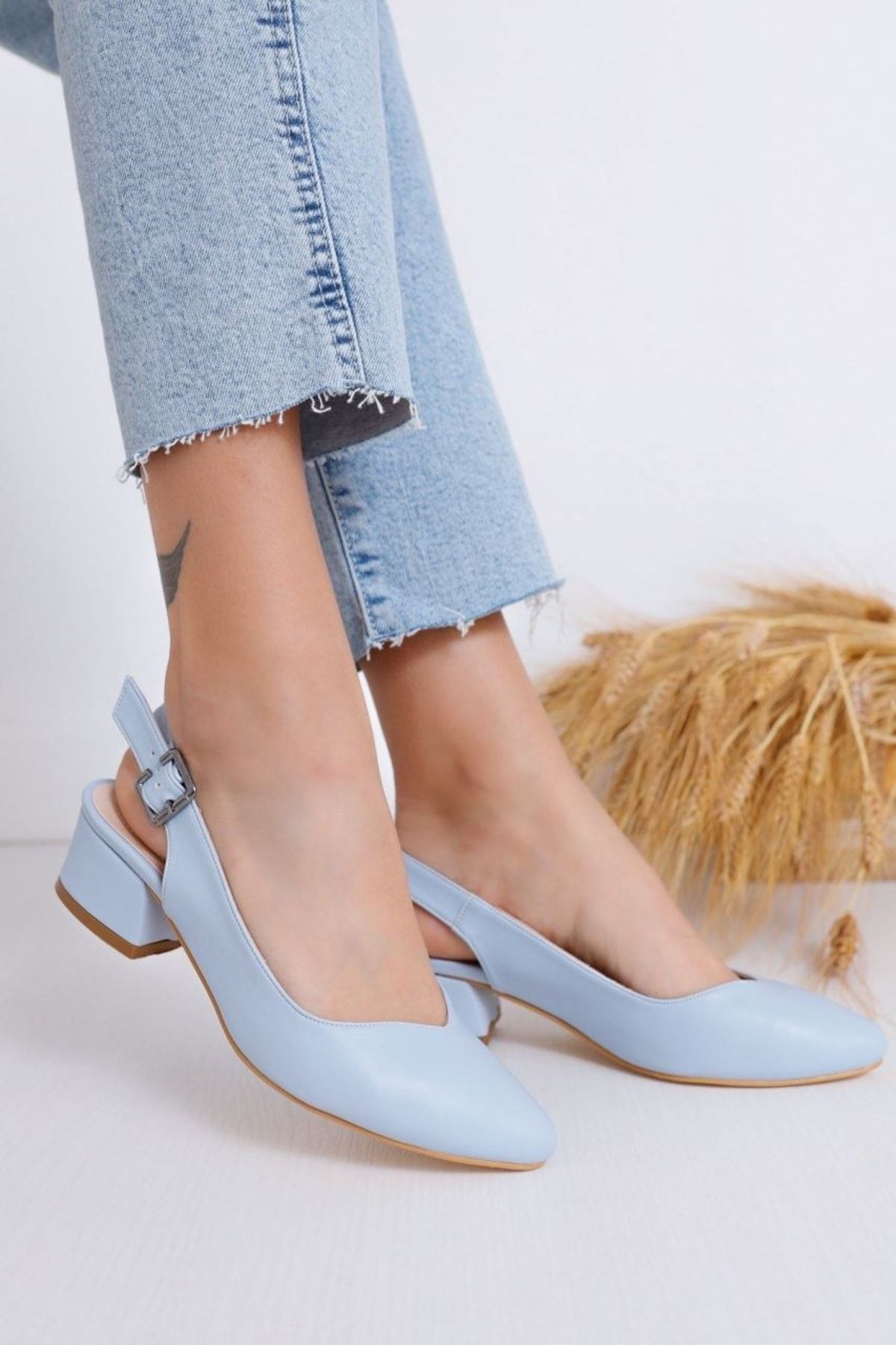 Hayalimdeki Ayakkabı Valentina Topuklu Bebe Mavisi Cilt Ayakkabı