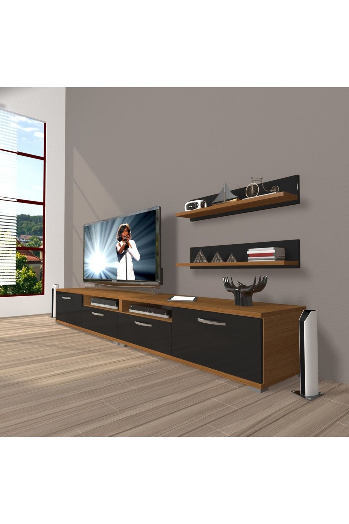 Decoraktiv Eko 200r Slm Tv Ünitesi Tv Sehpası - Ceviz - Siyah