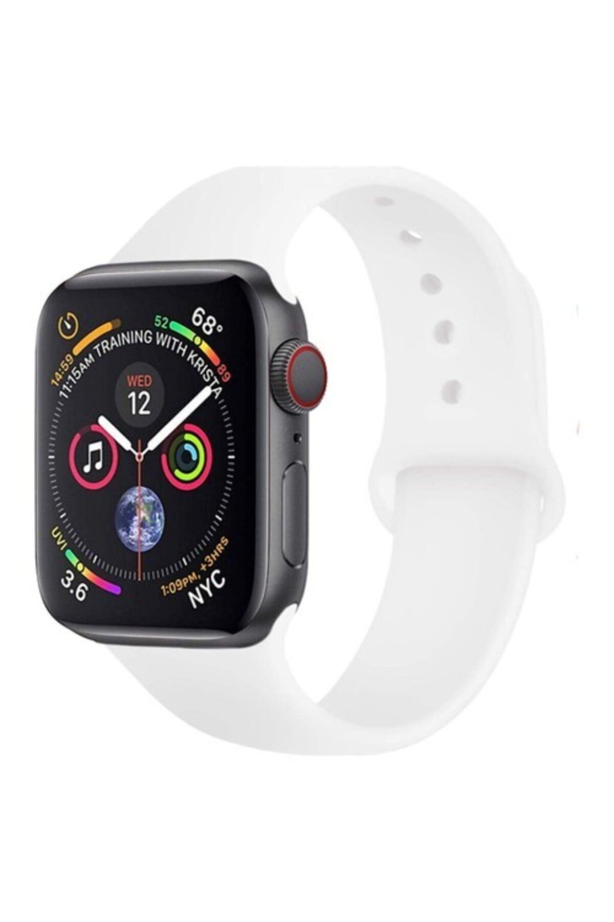 Bilişim Aksesuar Apple Watch 38 - 40- 41 Mm Spor Kordon Silikon Kayış Beyaz S / M Beden