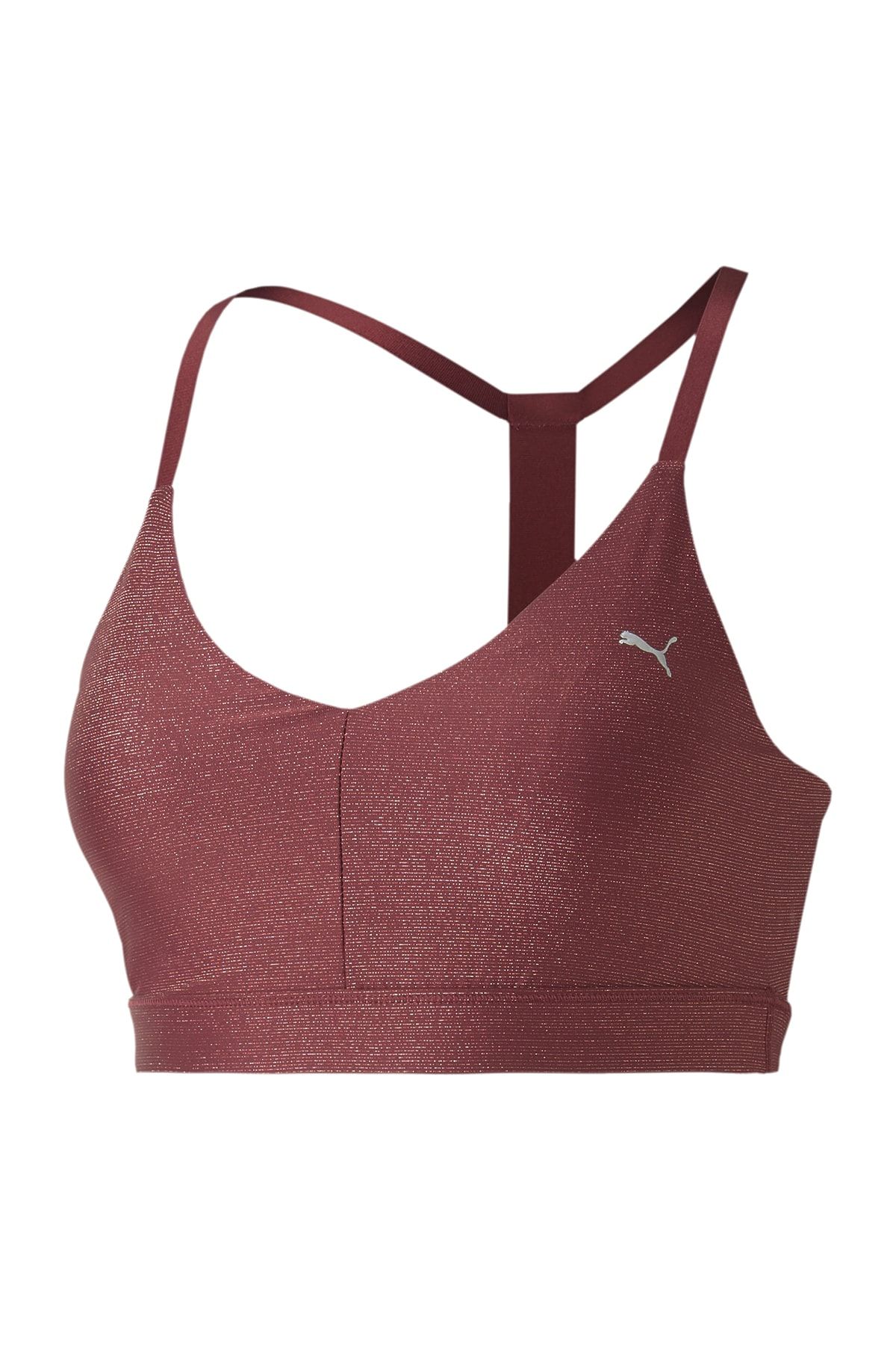 Puma Kadın Spor Sütyeni - Low Impact Metallic Strappy Bra Burgundy - 51957703