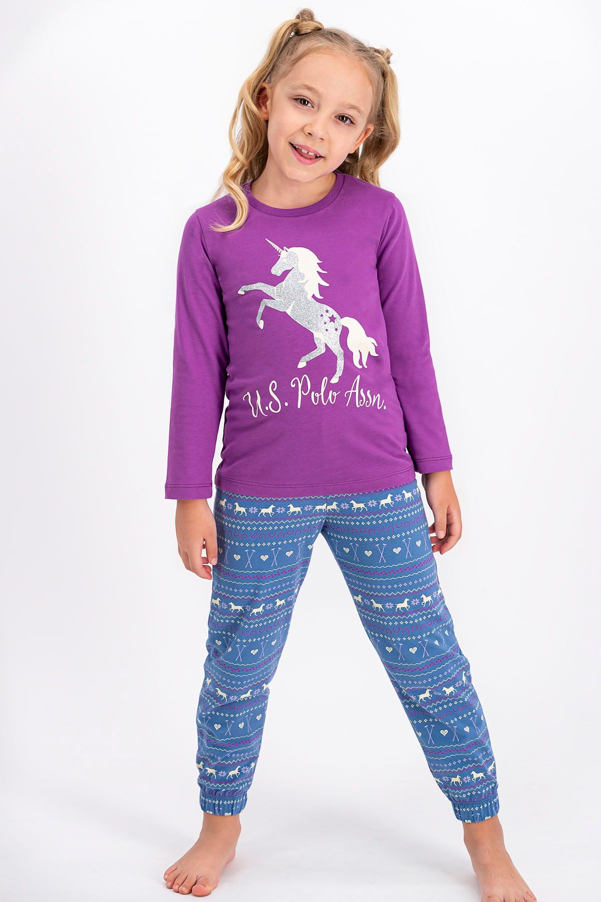 U.S. Polo Assn. Kız Çocuk Mor U.s. Polo Assn Lisanslı  Pijama Takımı