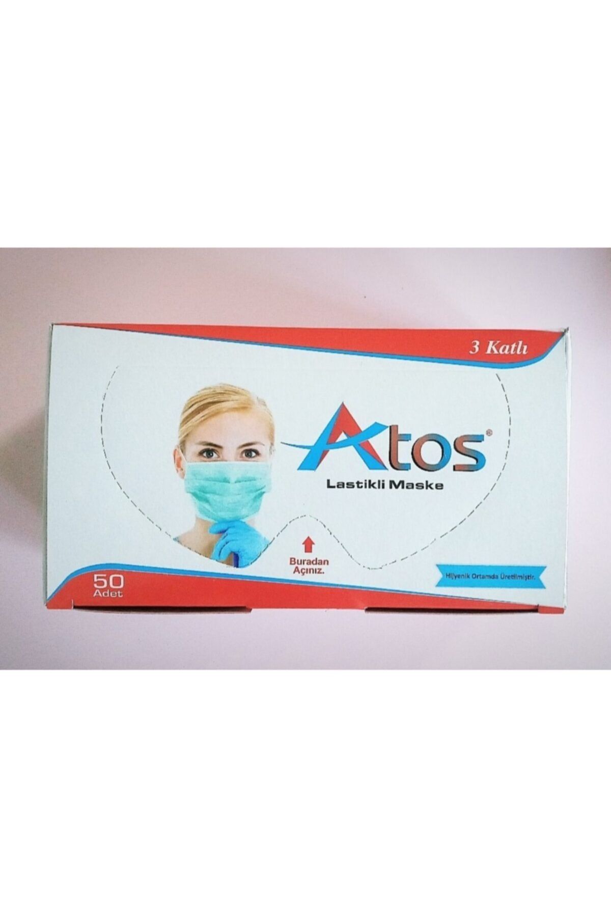 BİORAD Atos Lastikli Maske : Beyaz 1 Paket 50 Adet Bebe Lastiği Kullanılmıştır.