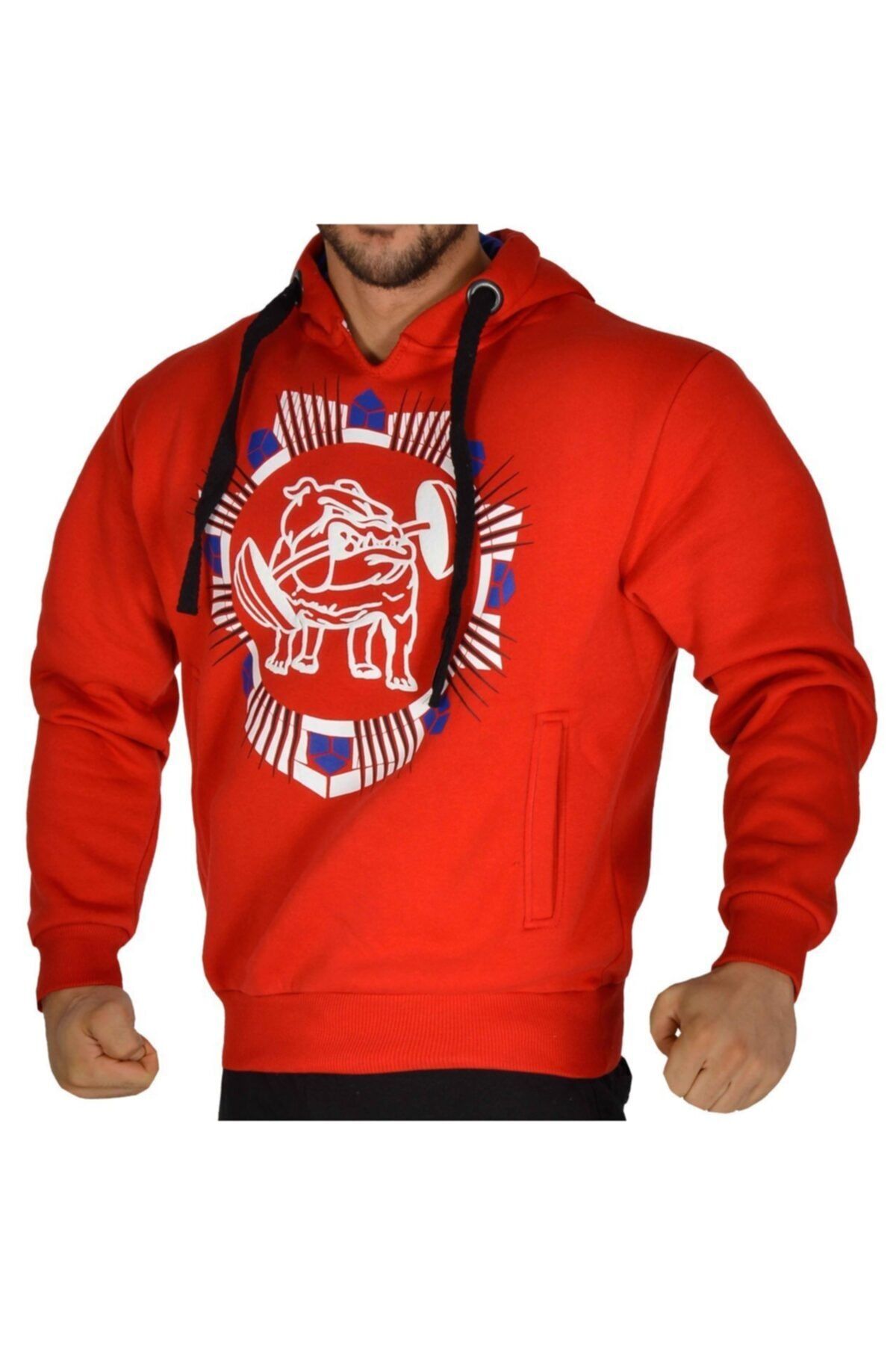Big Sam Kapşonlu Kırmızı Kışlık Sweater 4699