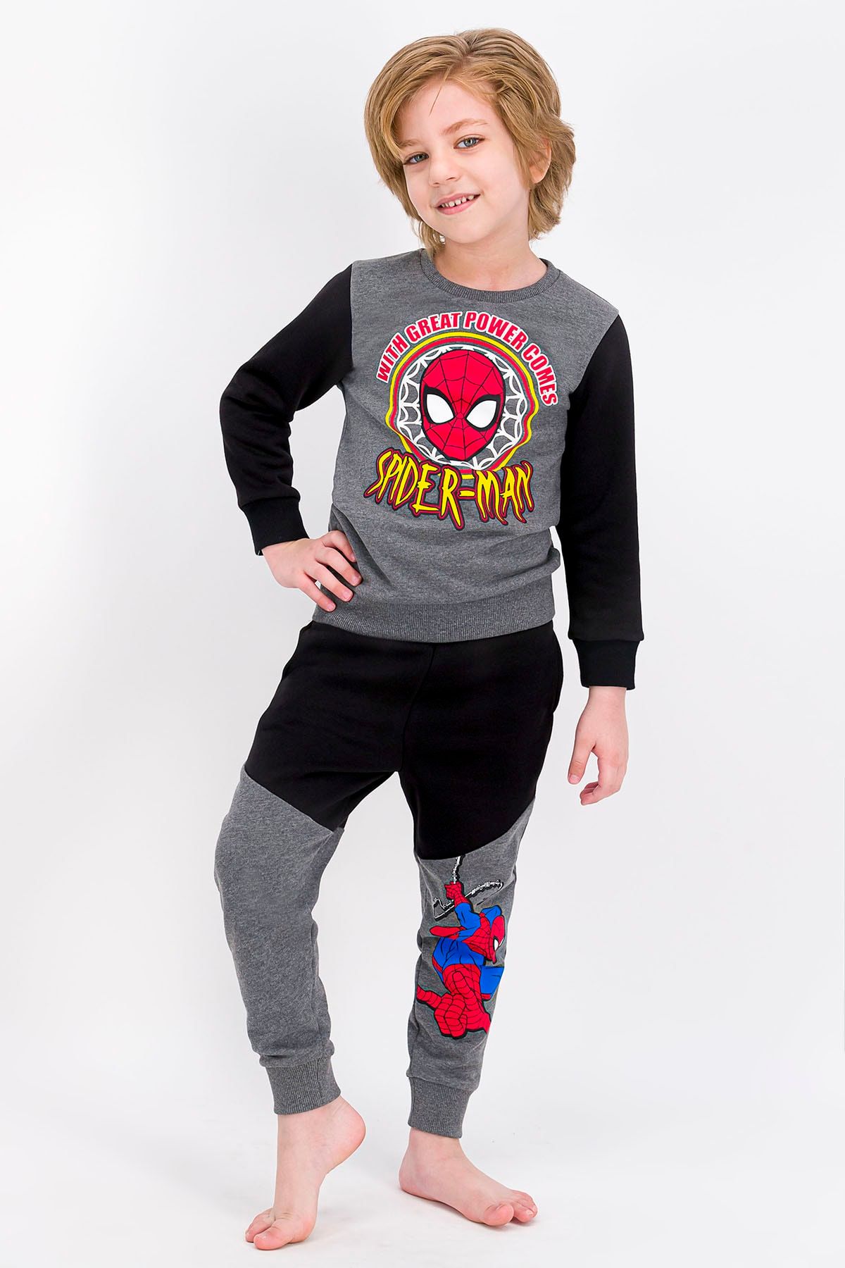 Spiderman Spider Man Lisanslı Koyu Grimelanj Erkek Çocuk Eşofman Takımı