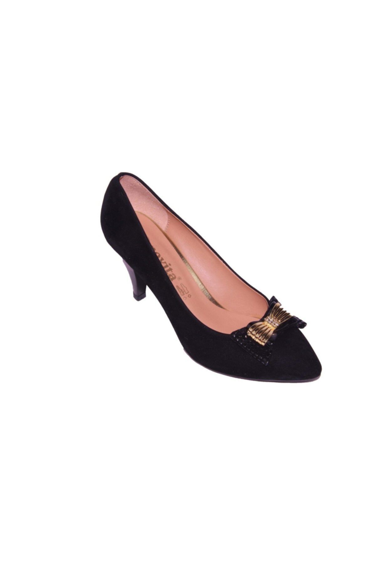 ARİNO Kadın Topuklu Stiletto Klasik Ayakkabı Siyah Nubuk