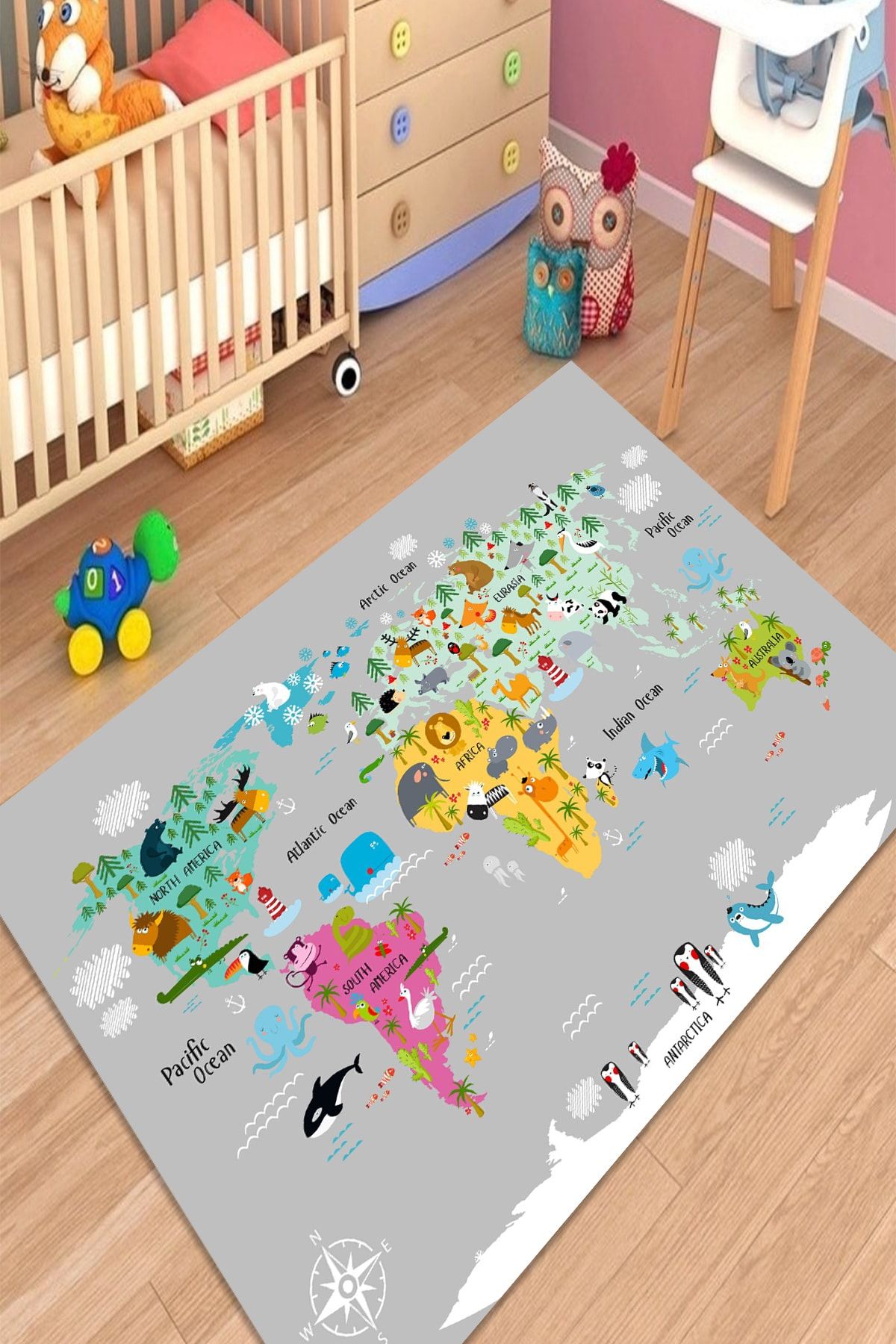 KARNAVAL HOME Karnaval Dünya Haritası Çocuk Odası Halısı
