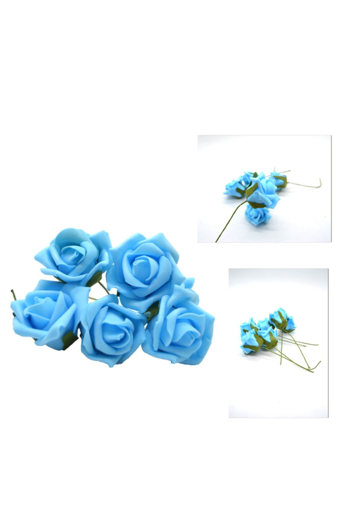 ELITETIME Lateks Eva Yapay Çiçek Gül Mavi ( 2 Cm* 2 Cm ) ( 144 Adet)