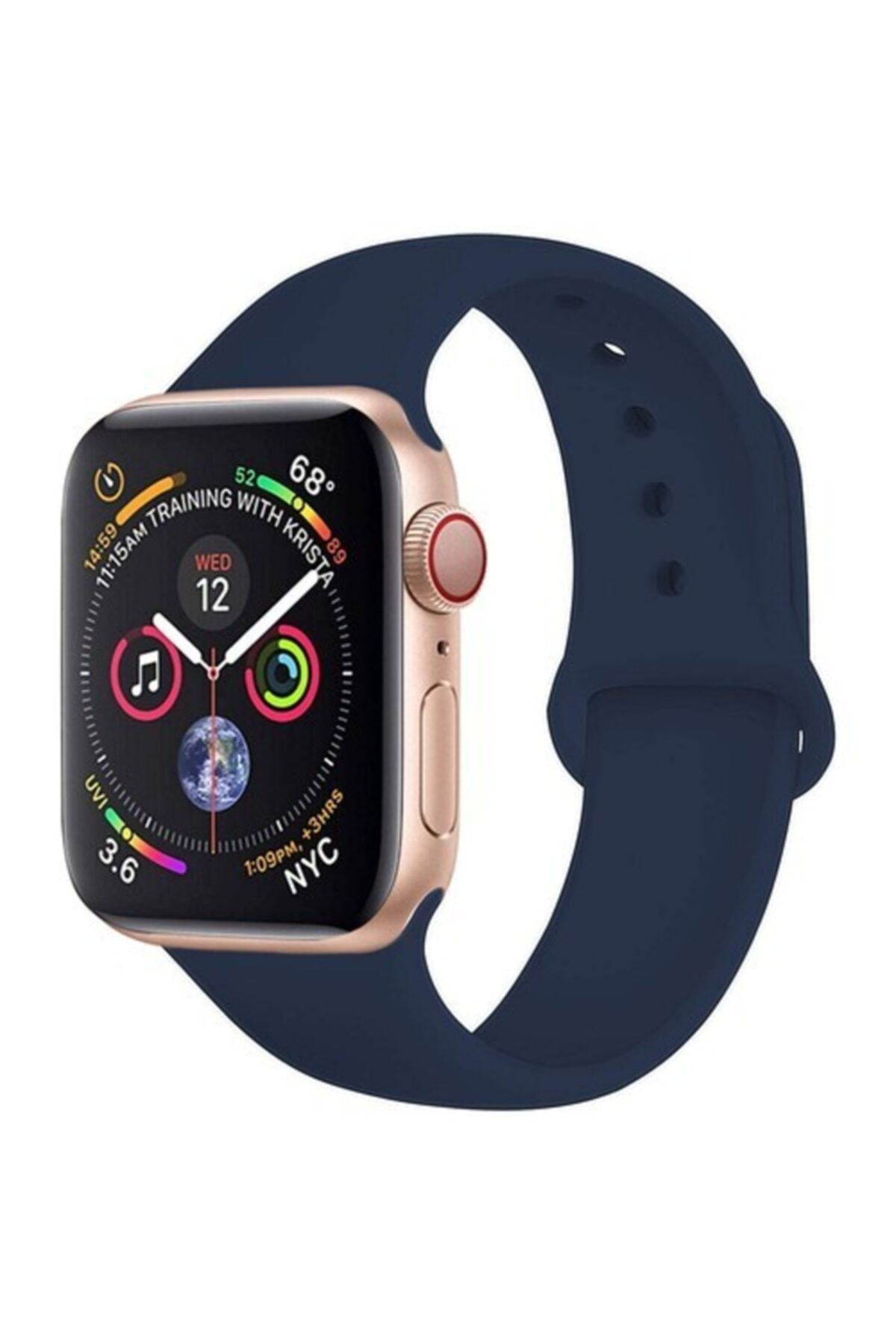 Bilişim Aksesuar Apple Watch 38 - 40 - 41 Mm Spor Kordon Silikon Kayış Lacivert S / M Beden