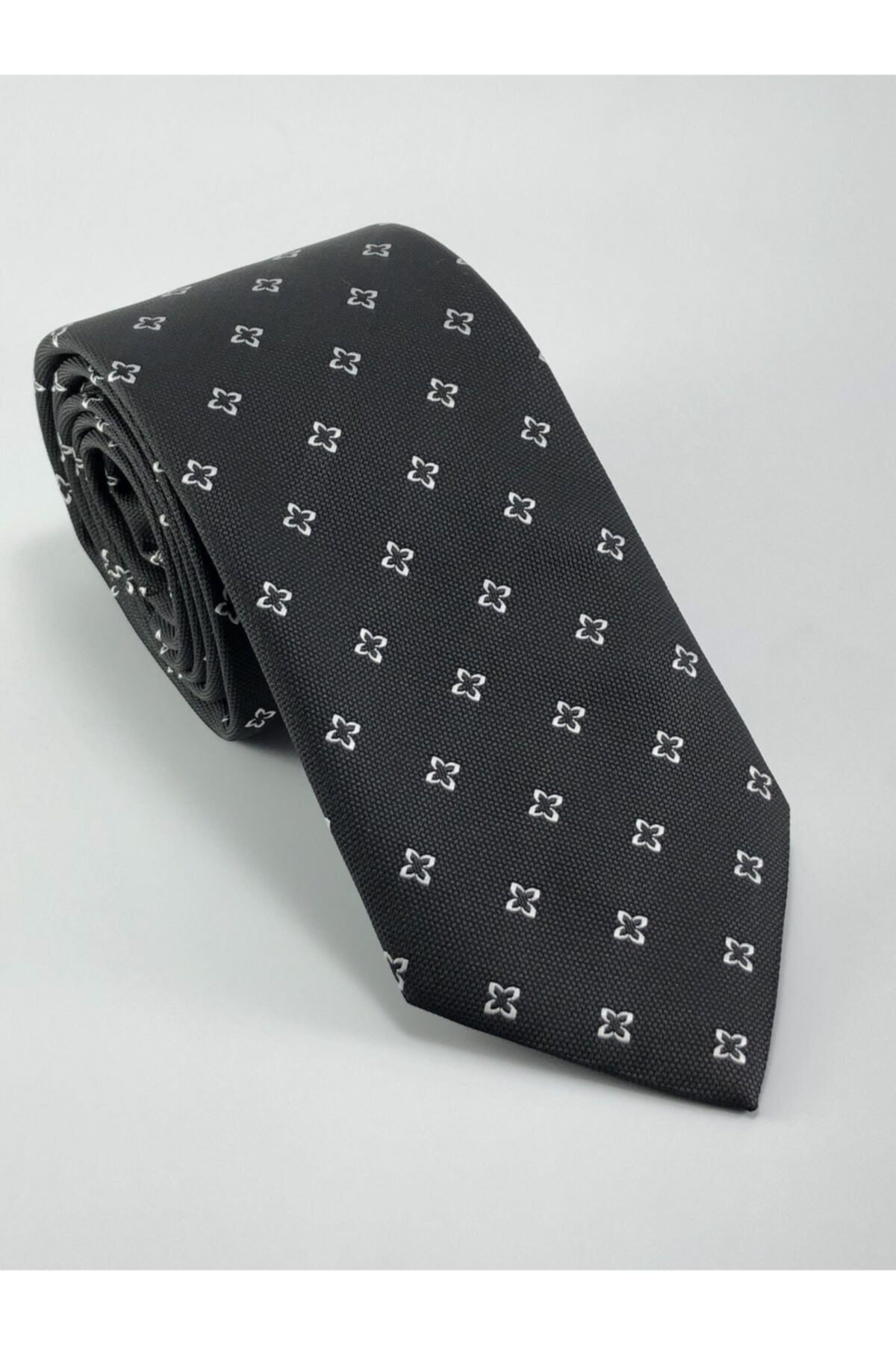 PİERRONİ Siyah Beyaz Desenli Kravat