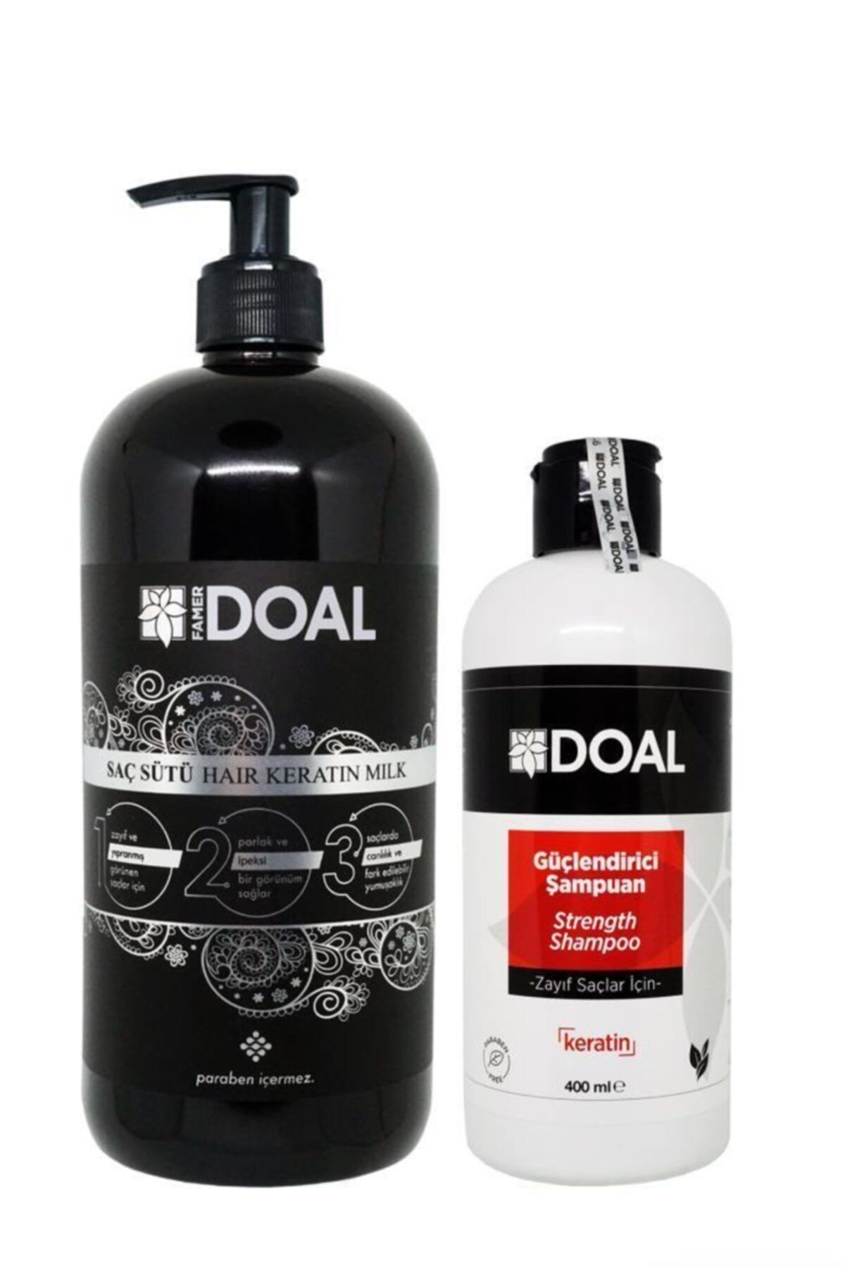 DOAL Keratin Bakım Sütü 1000 ml + Zayıf Saçlar Için Güçlendirici Keratin Şampuanı 400 ml