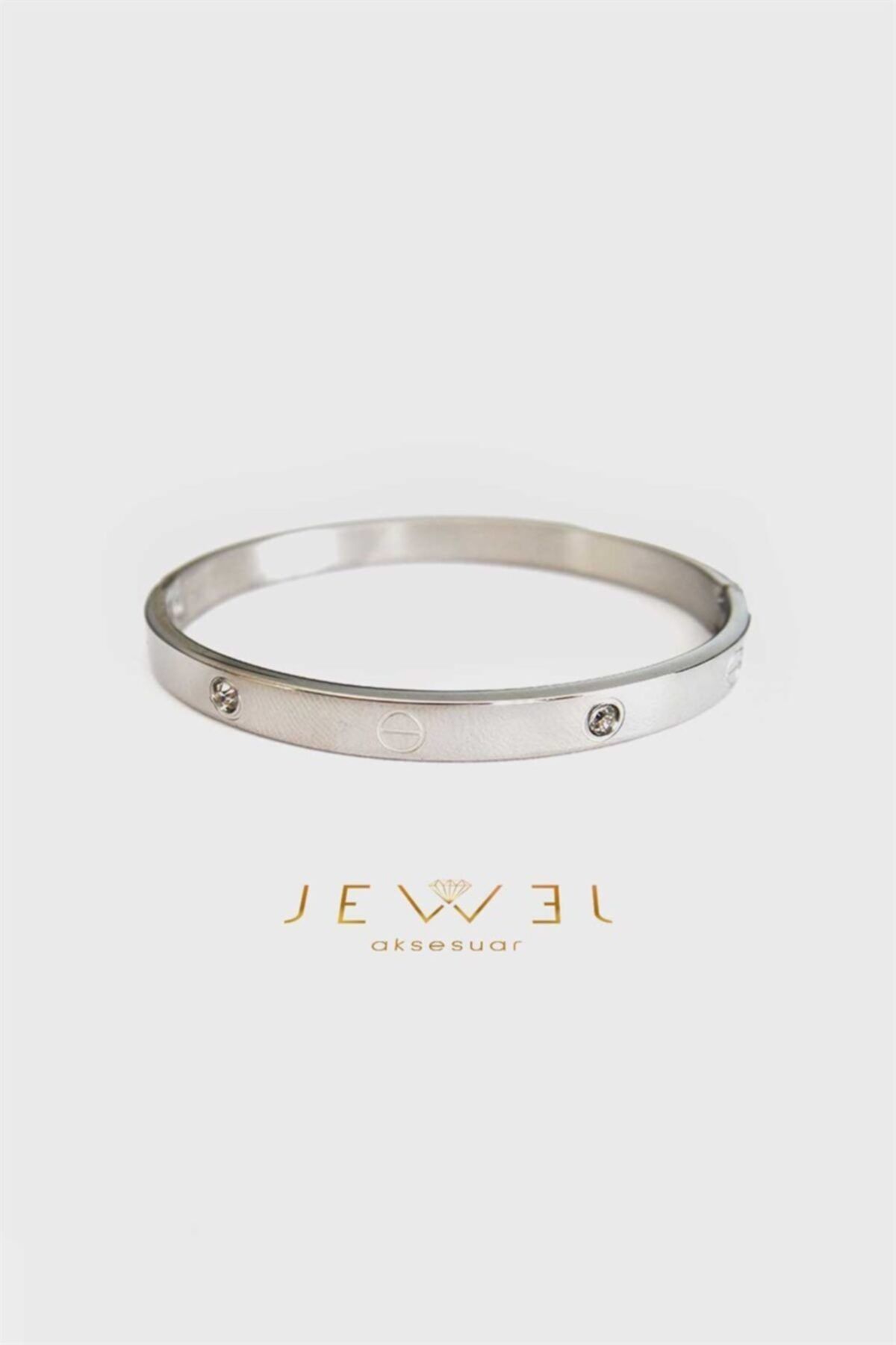 Jewel C. Model Beyaz Altın Kaplama Taşlı Bileklik