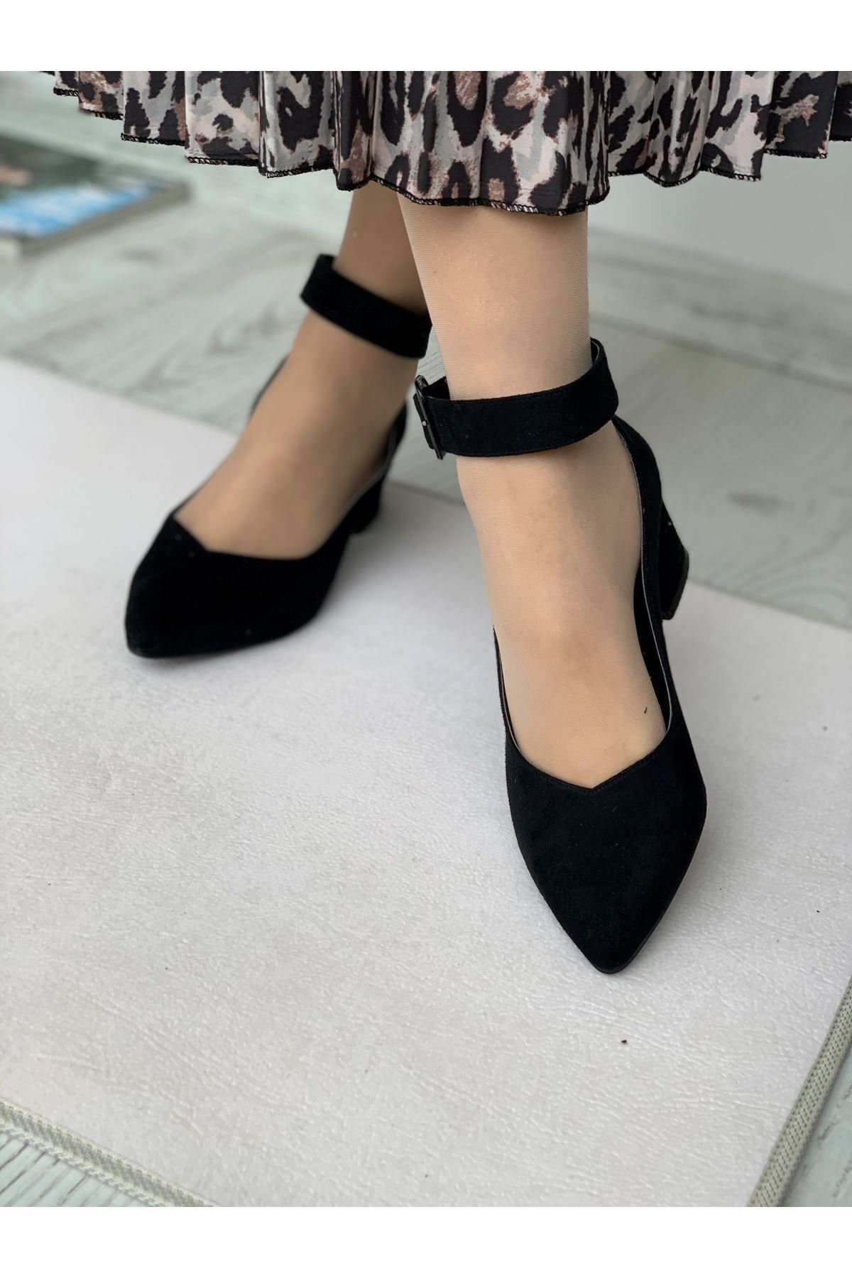 LAL SHOES & BAGS Bilekten Kemer Detaylı Kadın Topuklu Ayakkabı-s. Siyah