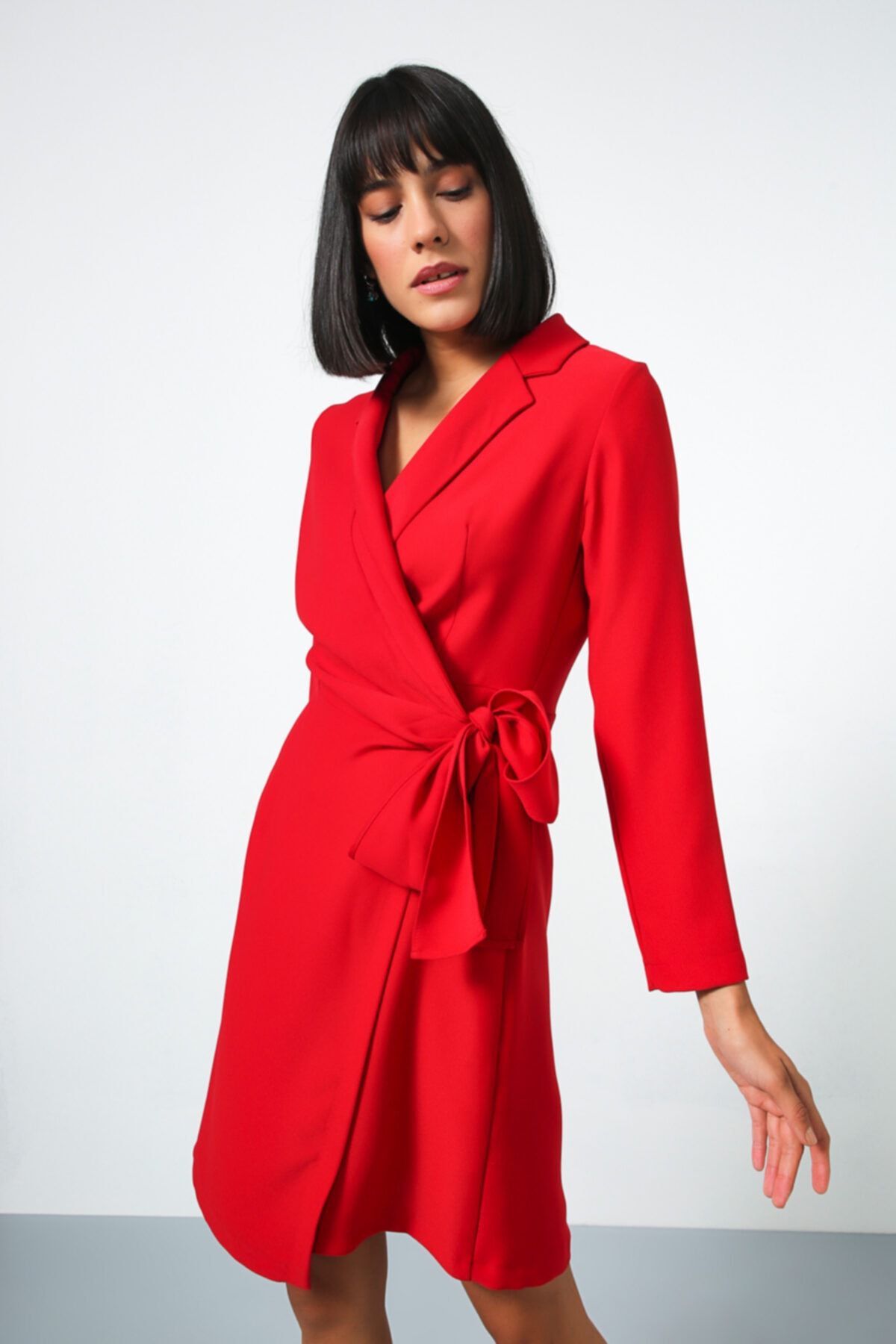 Gusto Anvelop Kesim Ceket Elbise - Kırmızı