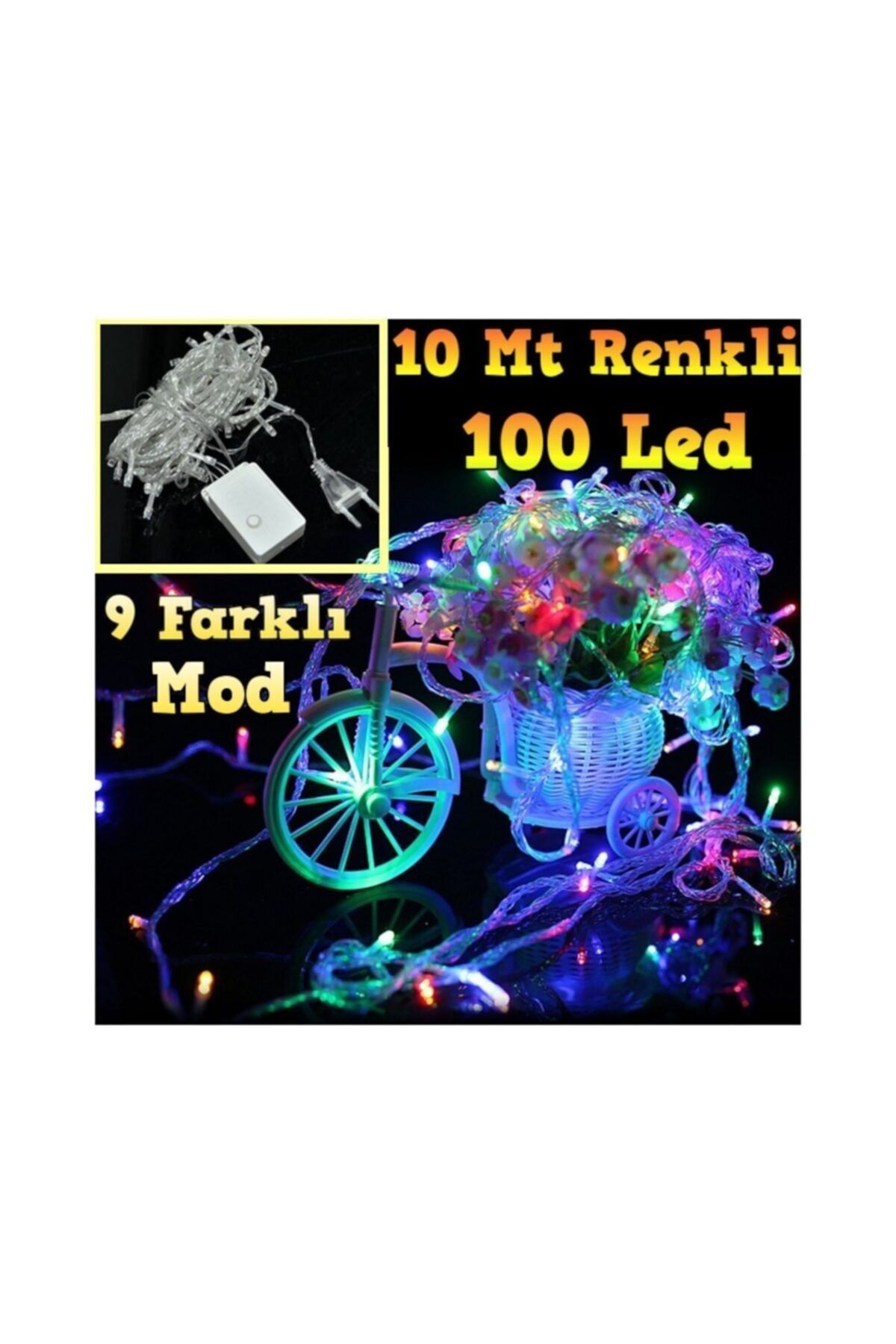 pazariz 10 Mt 100 Led Işık Renkli Noel Yılbaşı Agaç Süsleme Led Süs 9 Fon
