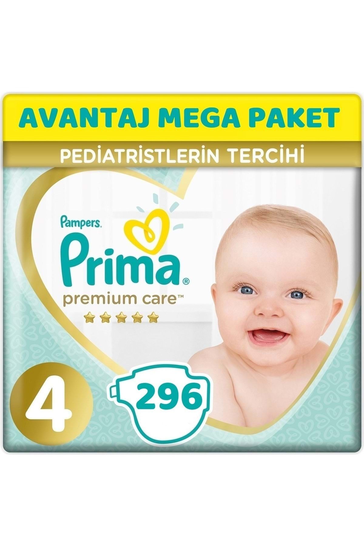 Prima Premium Care Bebek Bezi Beden:4 (9-14kg) Maxi 296 Adet Avantaj Mega Pk