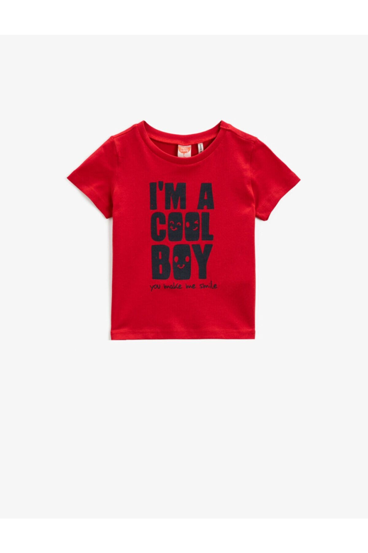 Koton Erkek Bebek Kırmızı Kısa Kollu Yazılı Baskılı Pamuklu T-Shirt