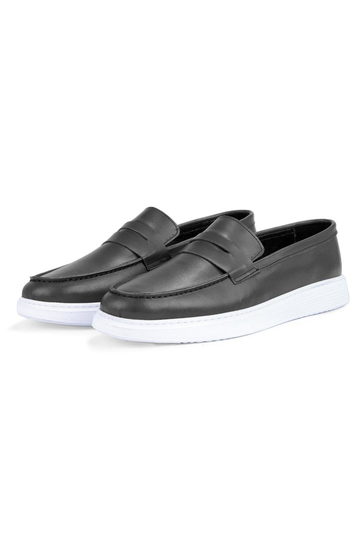 Ducavelli Trim Hakiki Deri Erkek Günlük Ayakkabı Loafer Ayakkabı, Hafif Ayakkabı, Yazlık Ayakkabı Siyah
