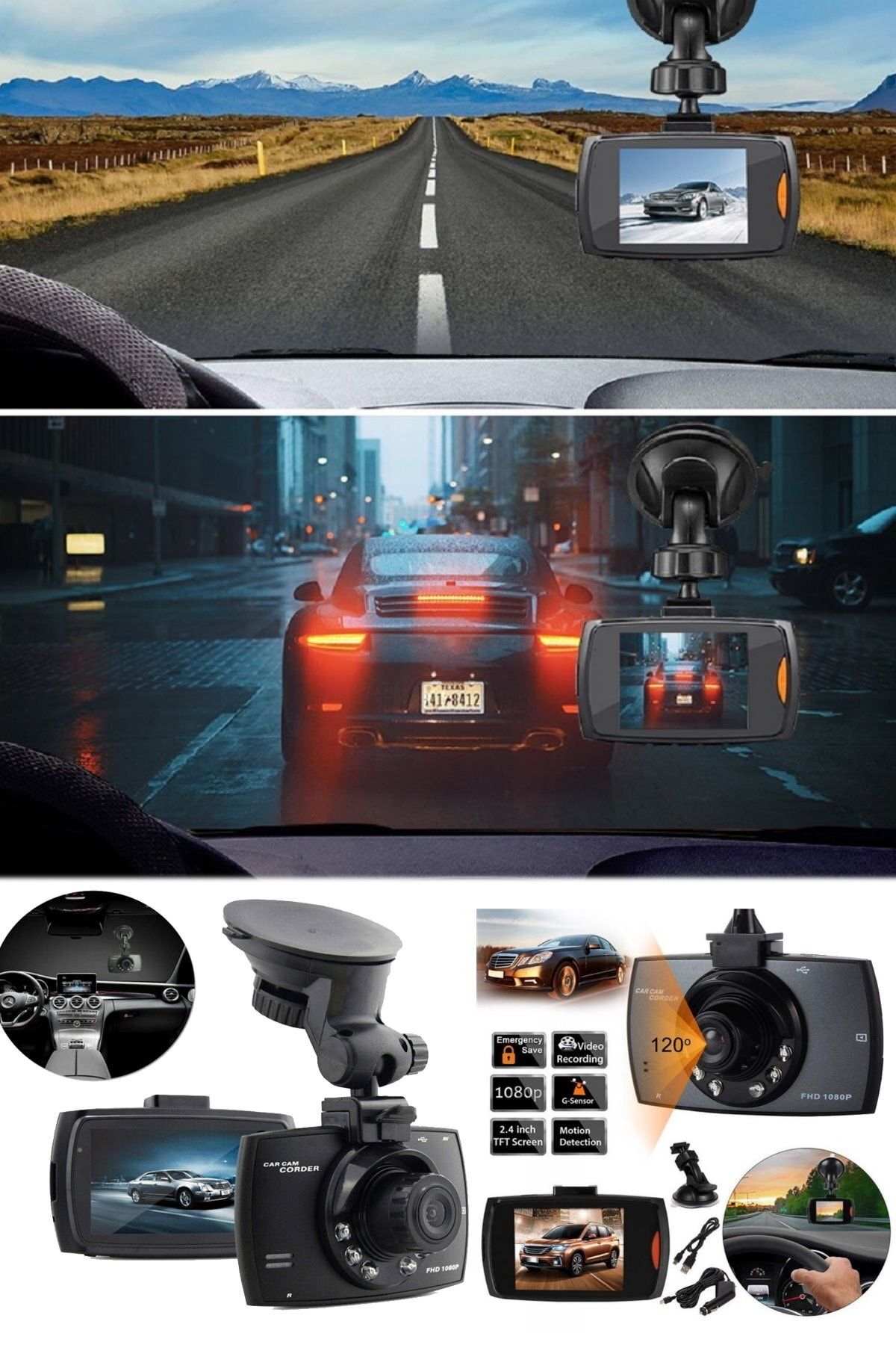 Utelips Akıllı Araç Içi Yol Için Güvenli Kayıt Video Hd Kamera 1080p Gece Görüş Sürüş Kayıt Cihazı Cama Tak