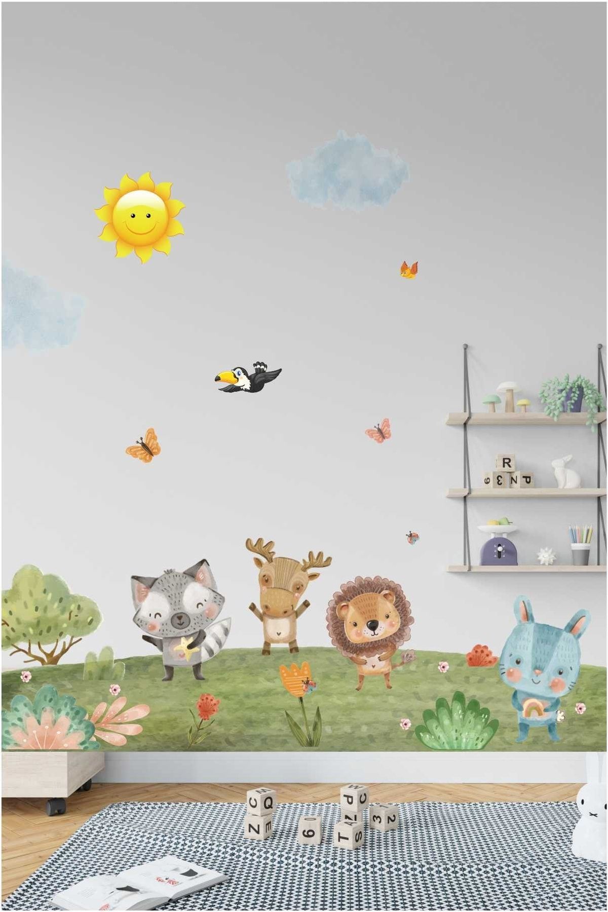 efekt reklam Sevimli Hayvanlar Doğada Çocuk Bebek Odası Duvar Kağıdı Aksesuarları Süsü Dekorasyonu Stickerı