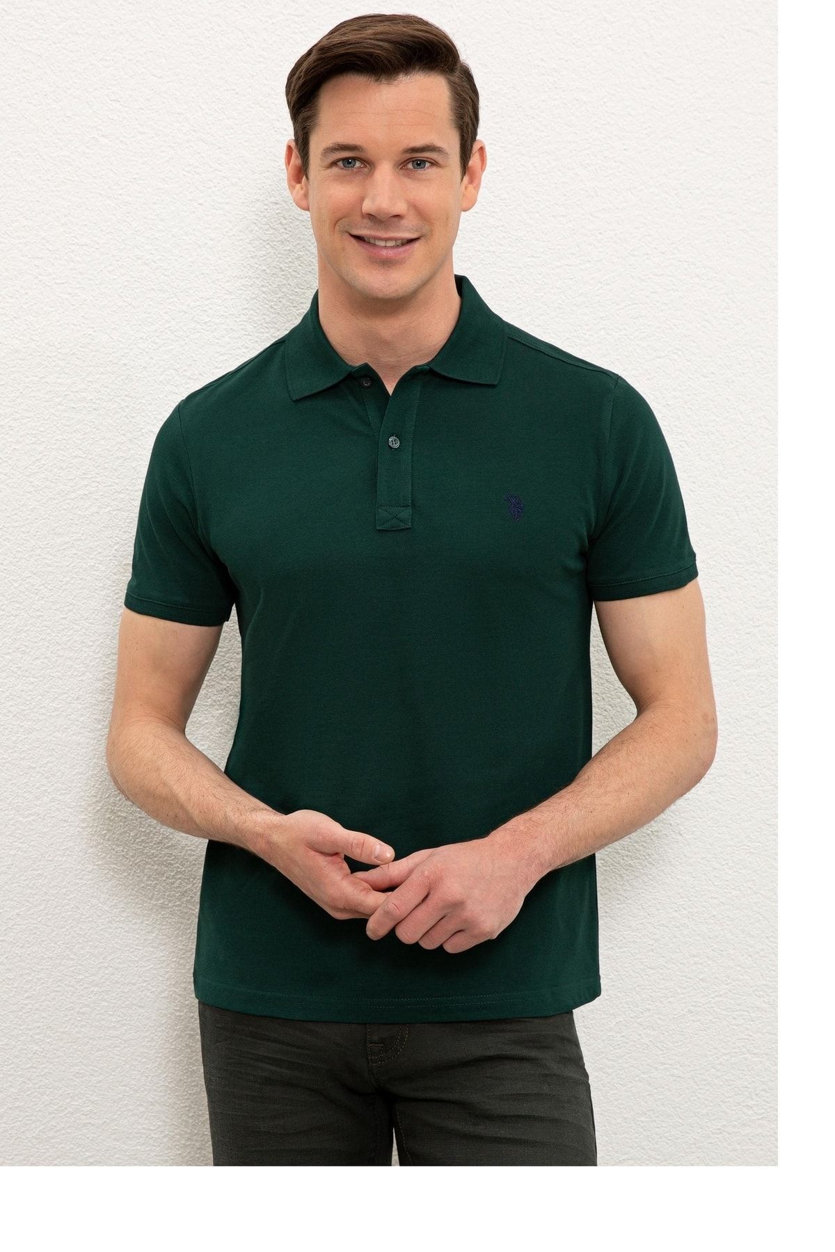 U.S. Polo Assn. Erkek Koyu Yeşil Polo Yaka T-shirt Basic