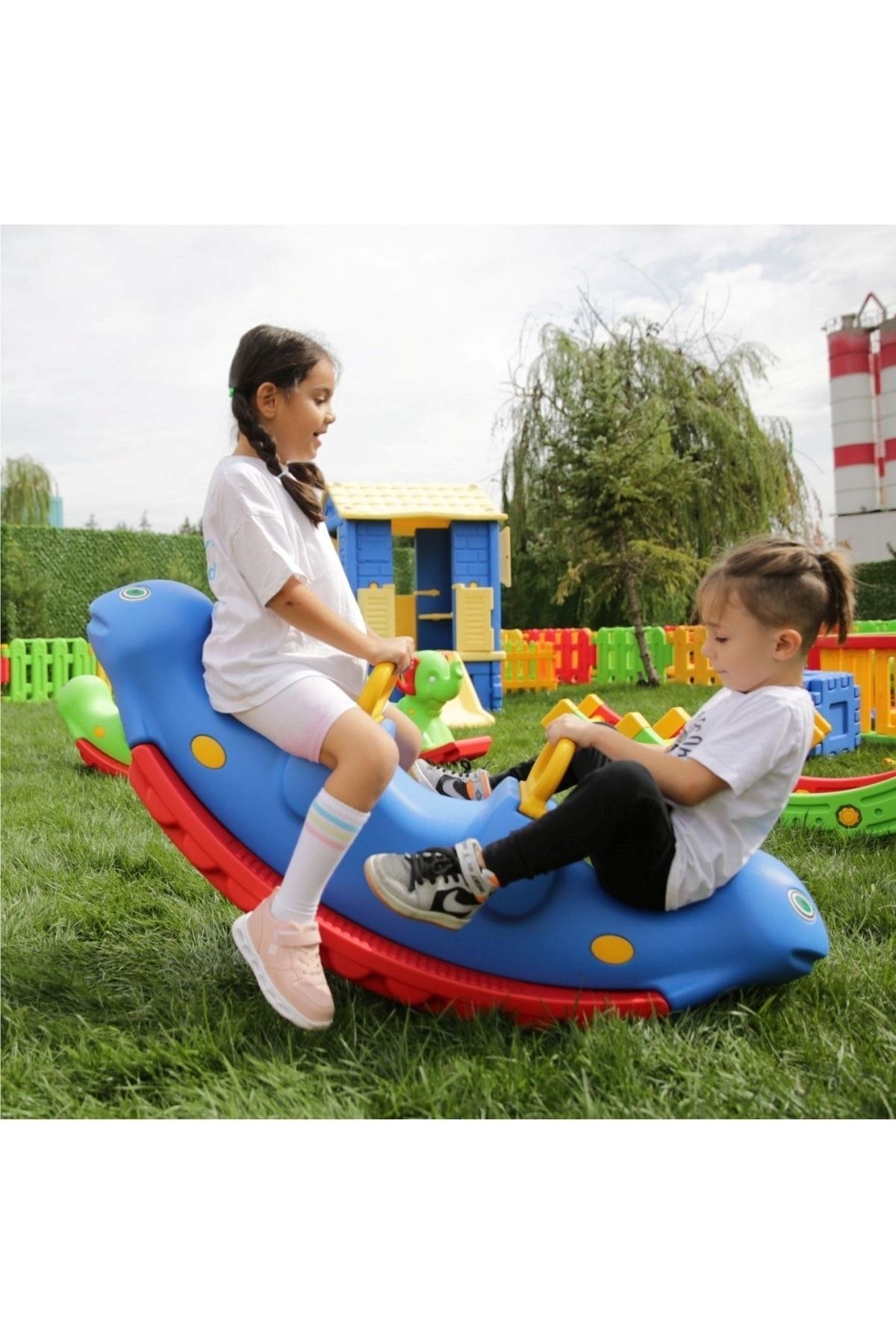 Genel Markalar Tırtıl Tahterevalli - Çocuk Oyun Parkı - Çocuk Tahterevalli - Anaokulu - Kreş - Mavi Renk