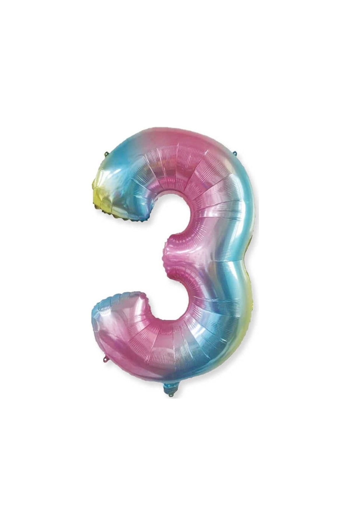 HKNYS 3 Yaş -rakam Sayı Folyo Balon 100 Cm Rengarenk -gökkuşağı Renkli Folyo Balon-helyum Gazı Uyumludur