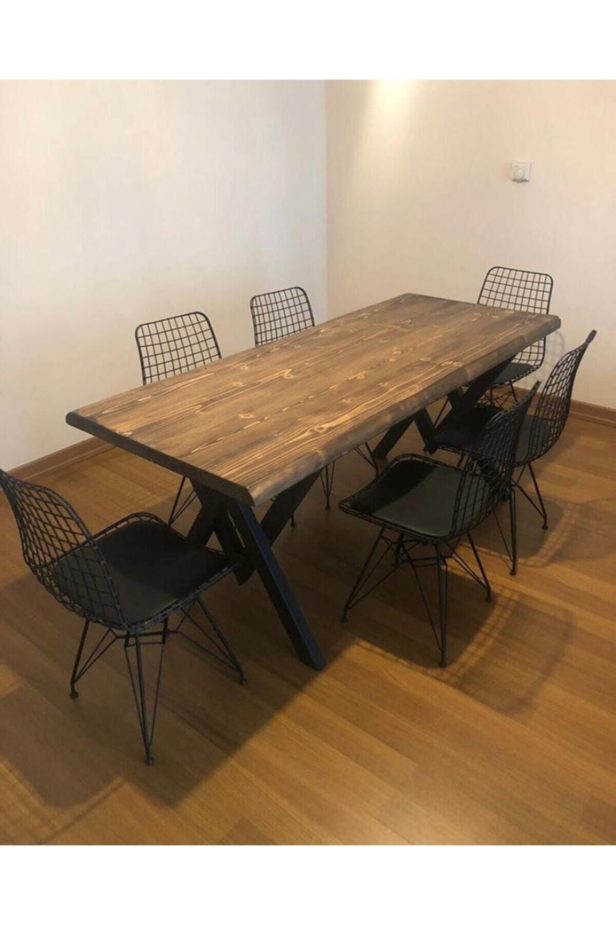 Ressa Home Lavanta Lüx Doğal Kütük Wakko Ayaklı Mutfak Masası Takımı-yemek Masası-sandalye