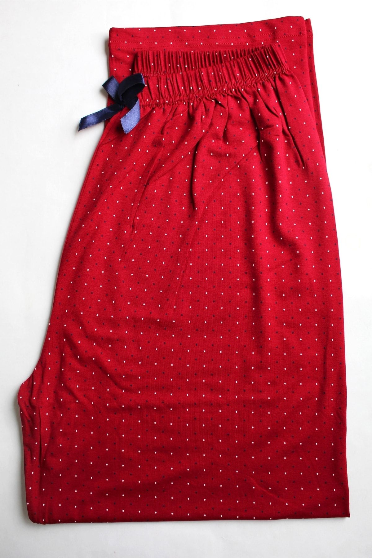 Made By me Kırmızı Puanlı Büyük Beden Pijama Altı %100 Modal Ince Yazlık Esnek Kumaş Modern Kaliteli Estetik