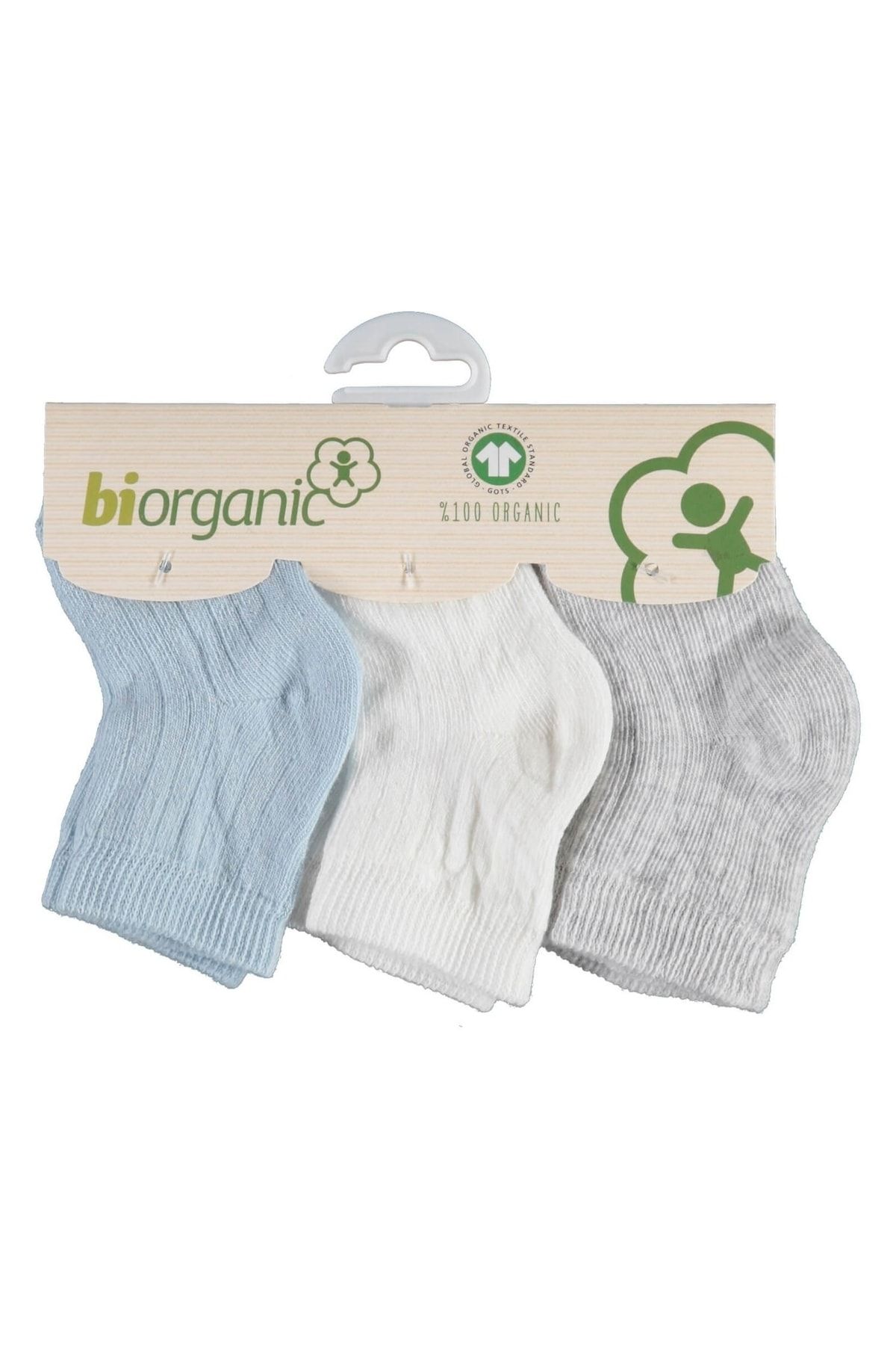 Biorganic Desenli Basic 3'lü Bebek Çorabı 68344