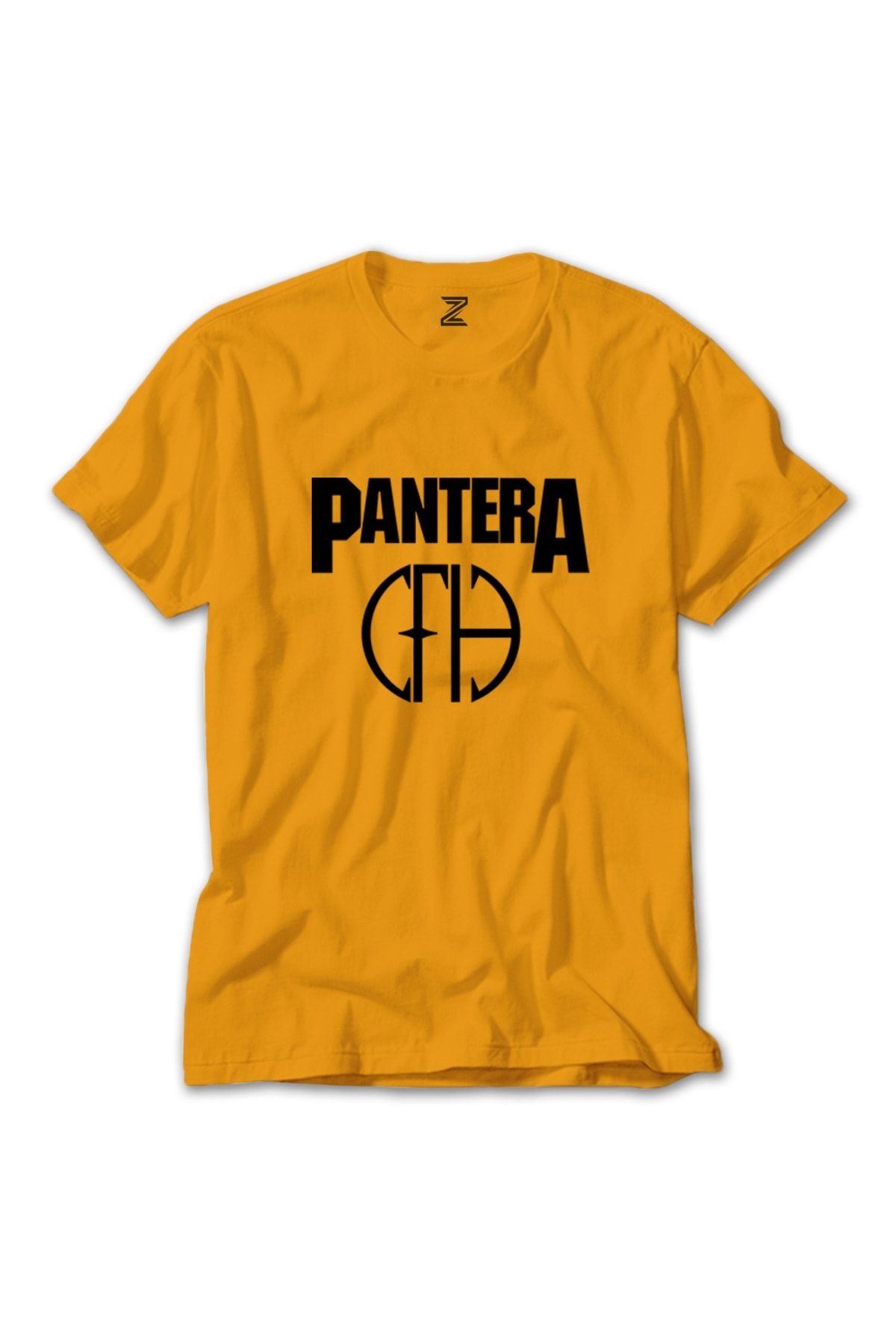 Z zepplin Pantera Logo And Figure Sarı Tişört