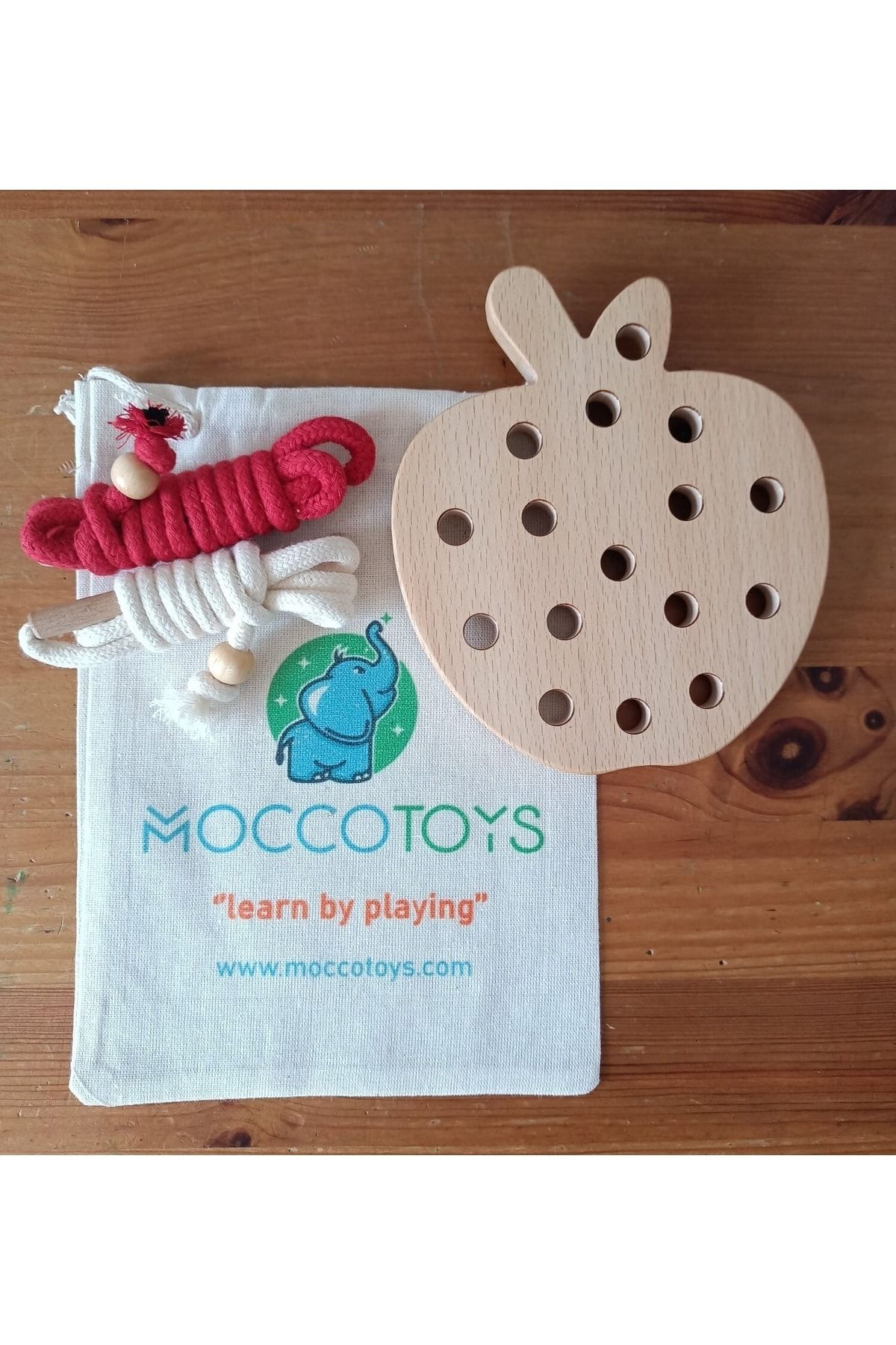 Moccotoys İp Geçirme Elma Montessori Oyunu